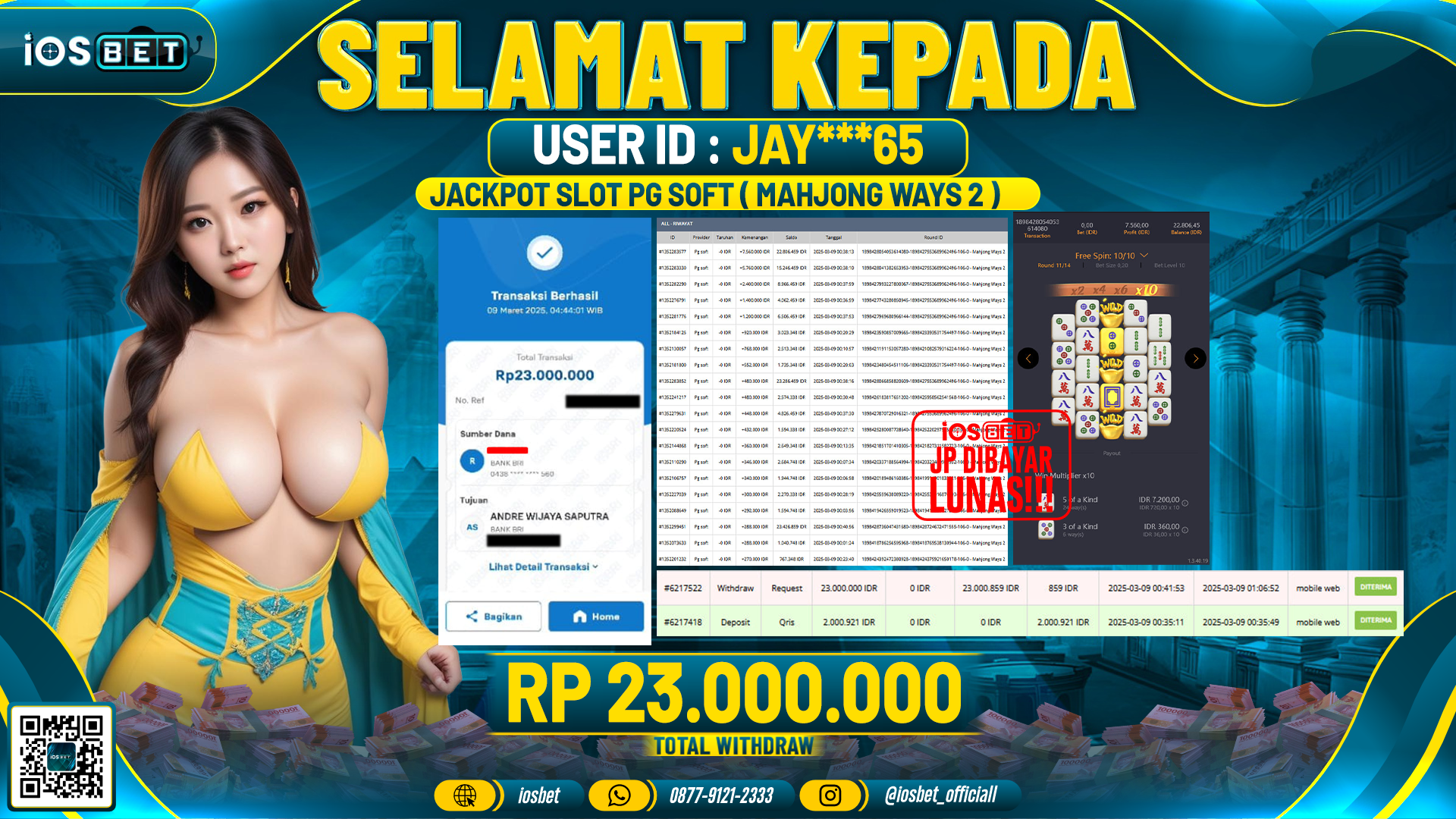 Bukti Pembayaran LUNAS SLOT GAME GACOR Rp.23.000.000,-