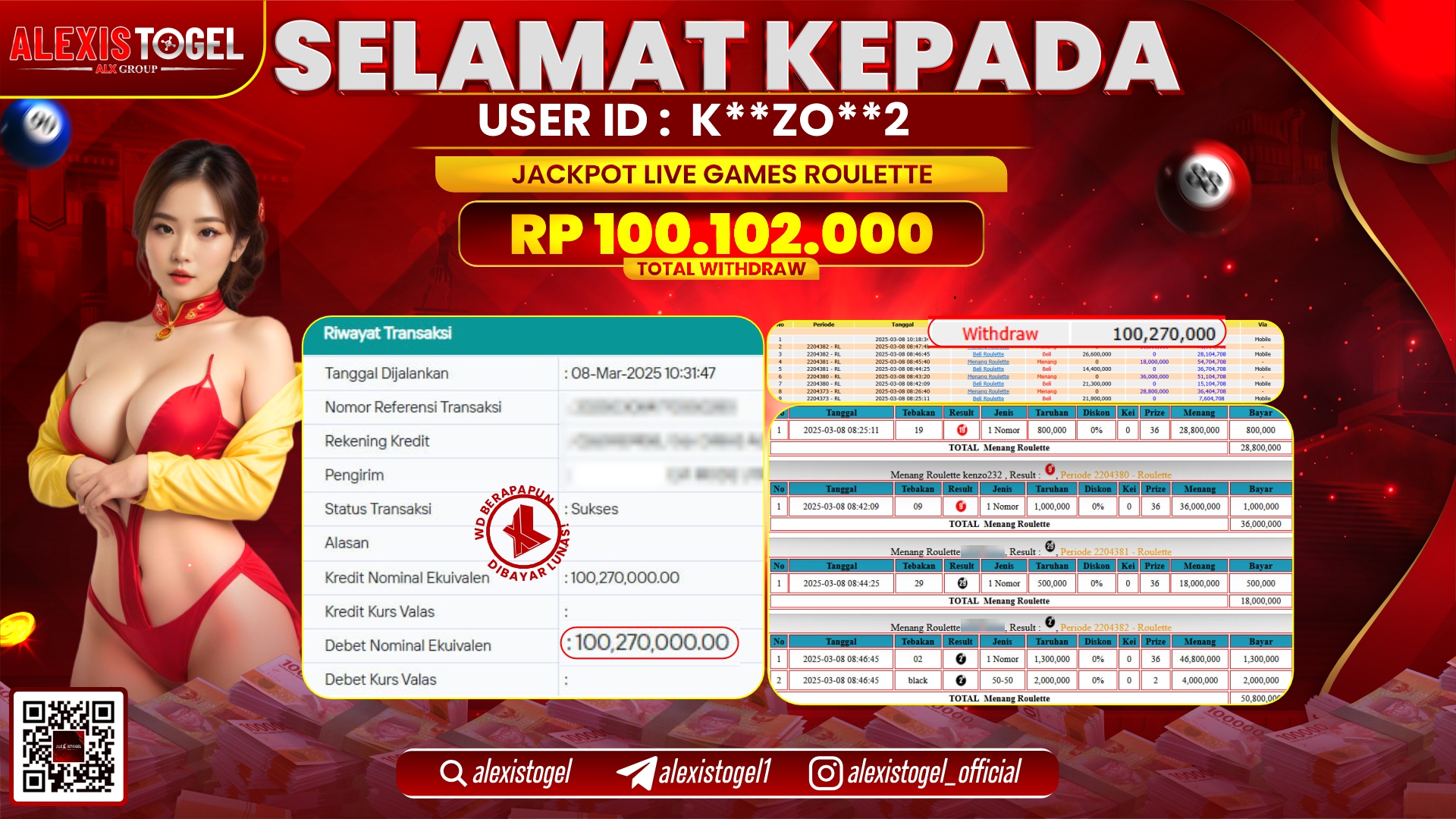 ALEXISTOGEL di LIVE GAMES ROULETTE RP.100.102.000 LUNAS