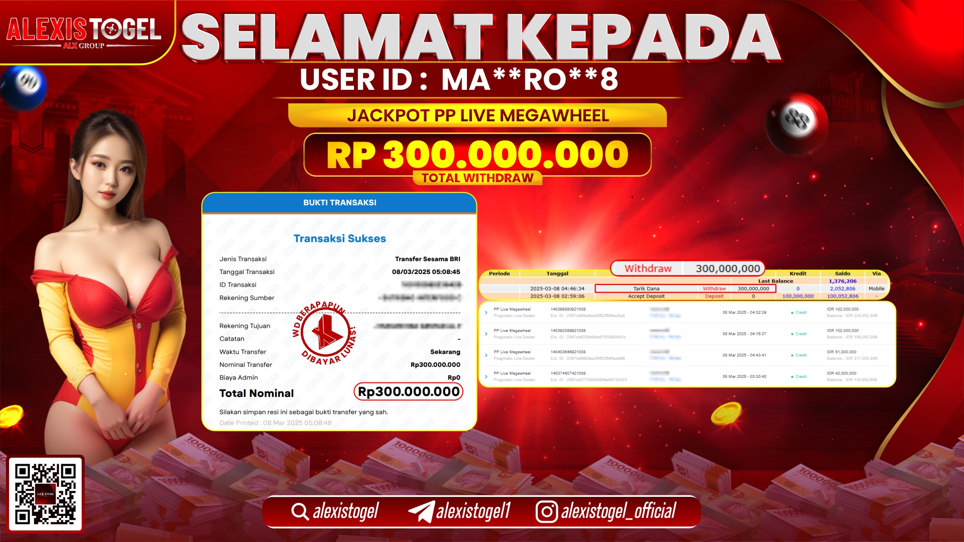 ALEXISTOGEL di PP LIVE MEGAWHEEL RP.300.000.000 LUNAS