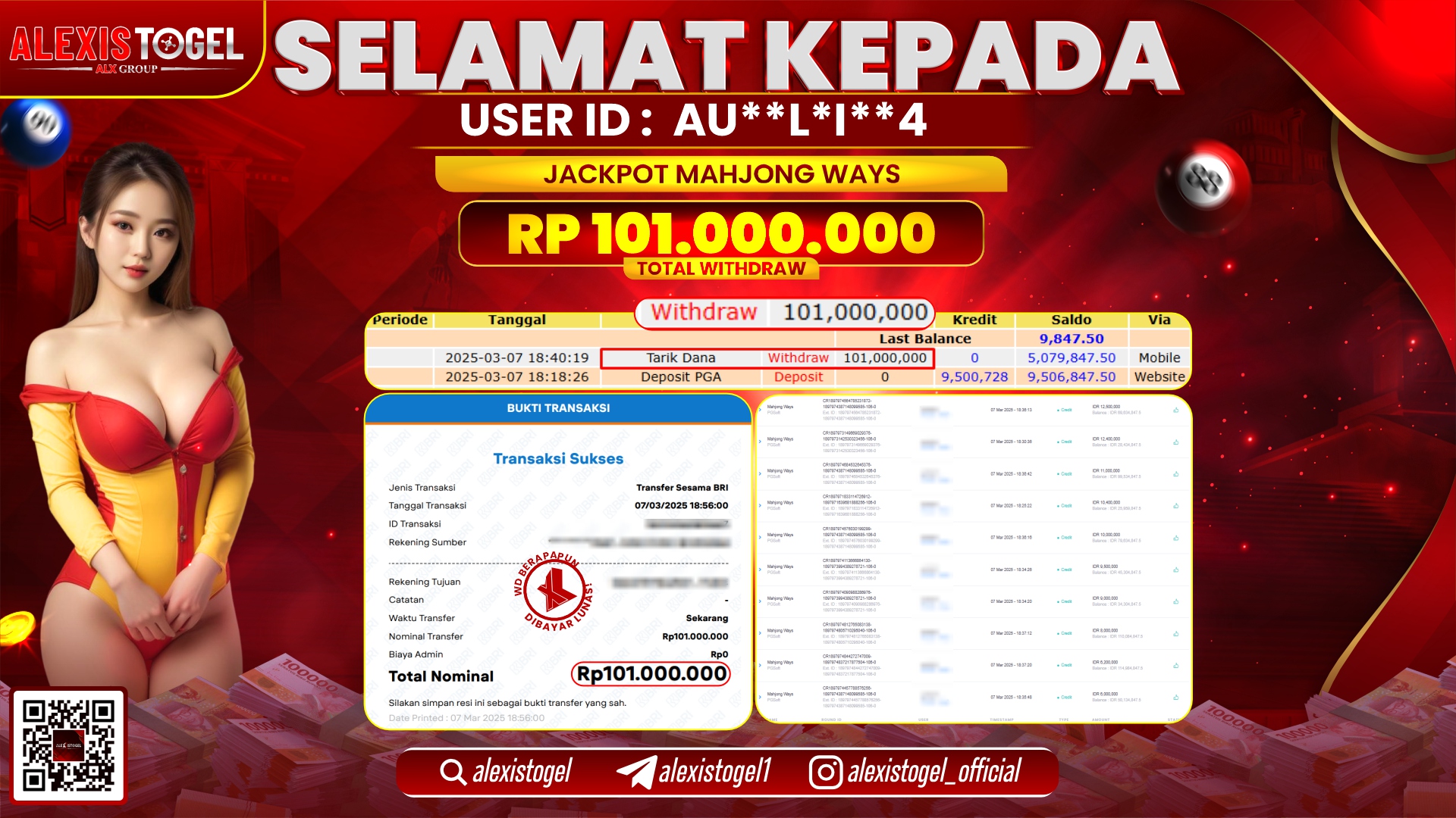 ALEXISTOGEL di SLOT MAHJONG WAYS RP.101.000.000 LUNAS