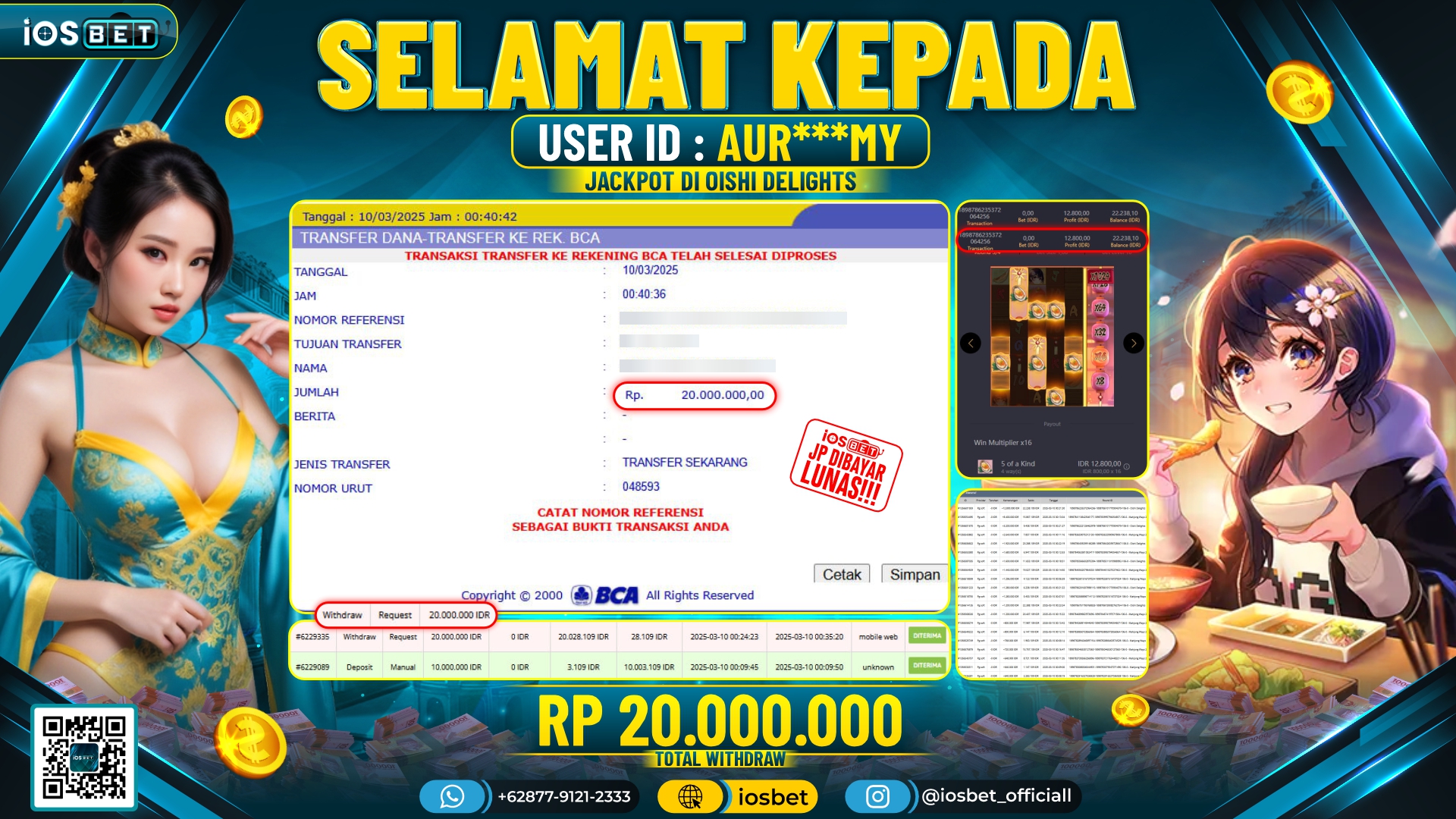 Bukti Pembayaran LUNAS SLOT GAME GACOR Rp.20.000.000,-