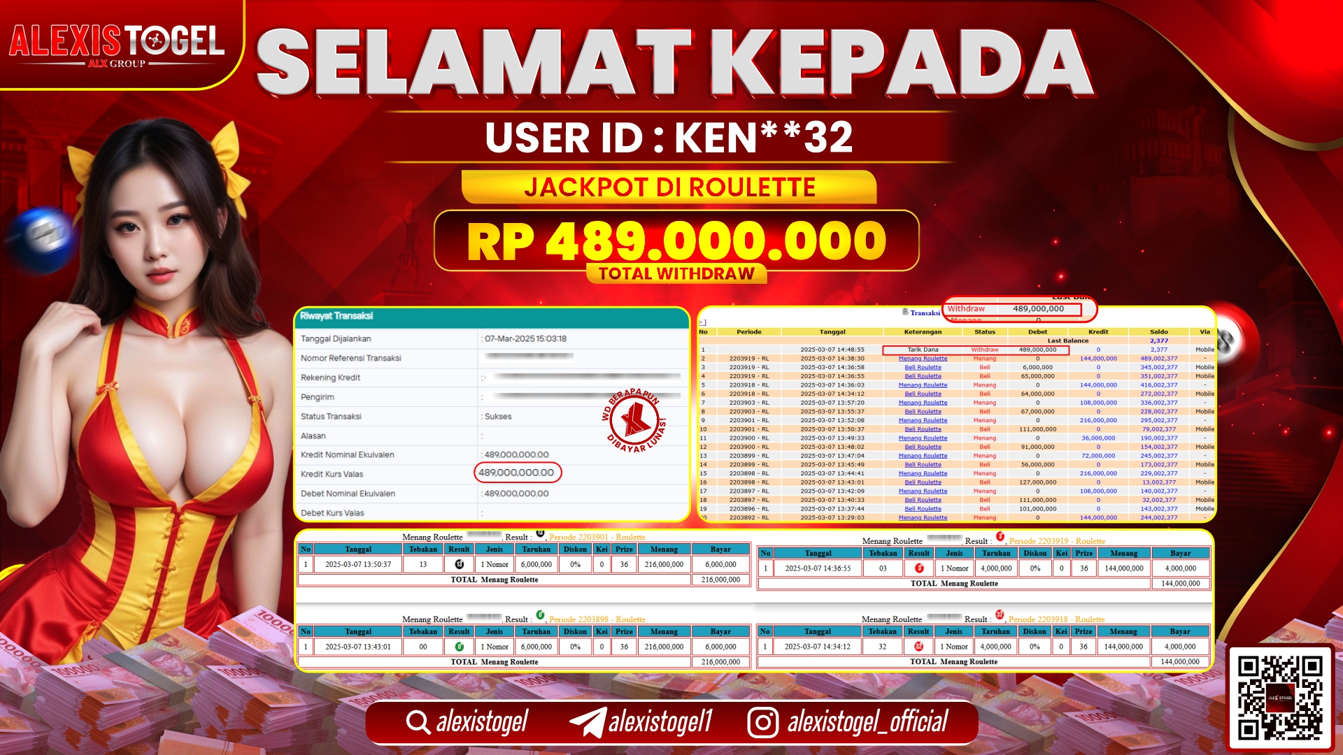 ALEXISTOGEL di CASINO ROULETTE RP.489.000.000 LUNAS