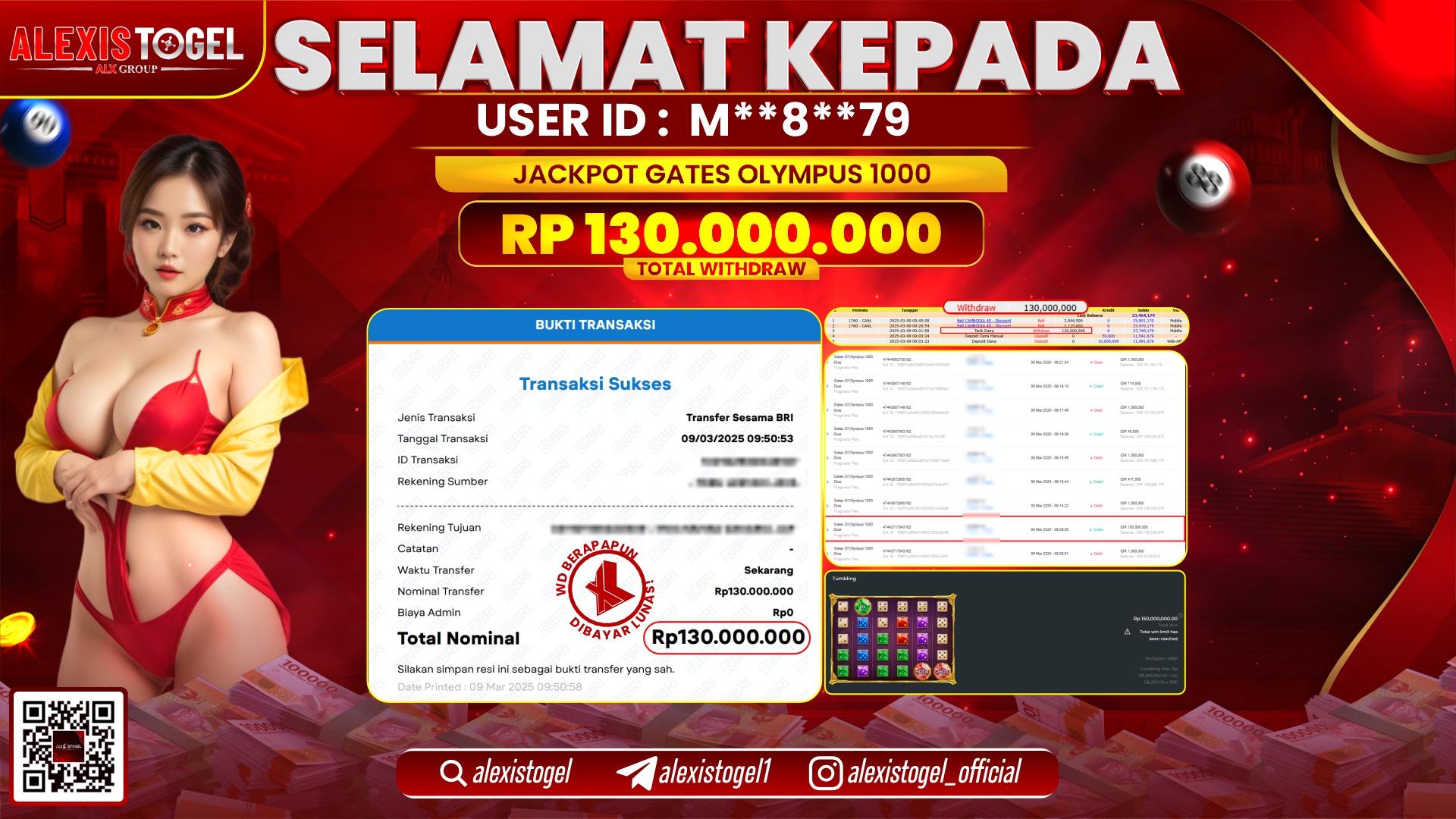 ALEXISTOGEL di SLOT GATES OF OLYMPUS RP.130.000.000 LUNAS