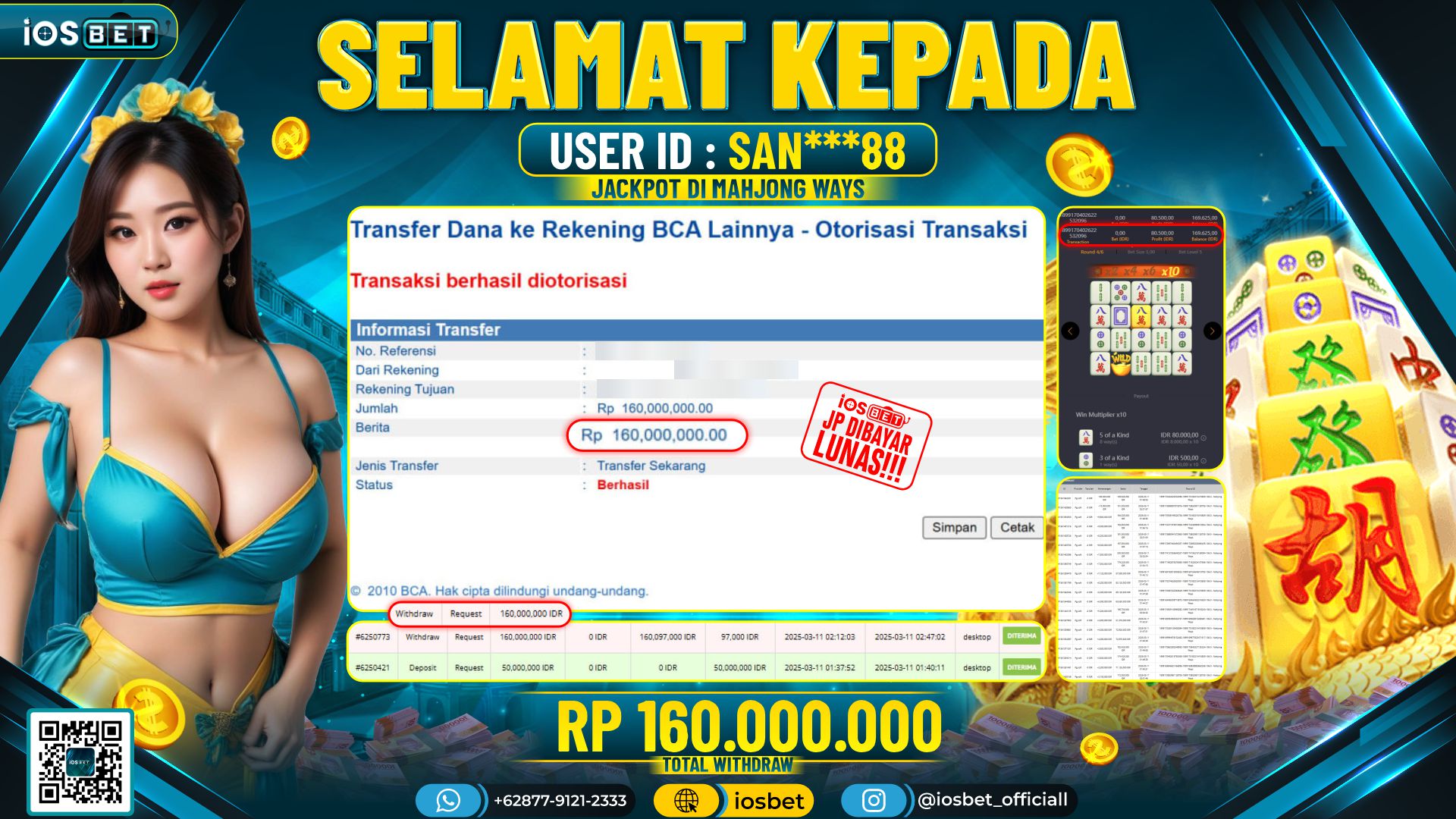 Bukti Pembayaran LUNAS DI SLOT GAME GACOR Rp160.000.000