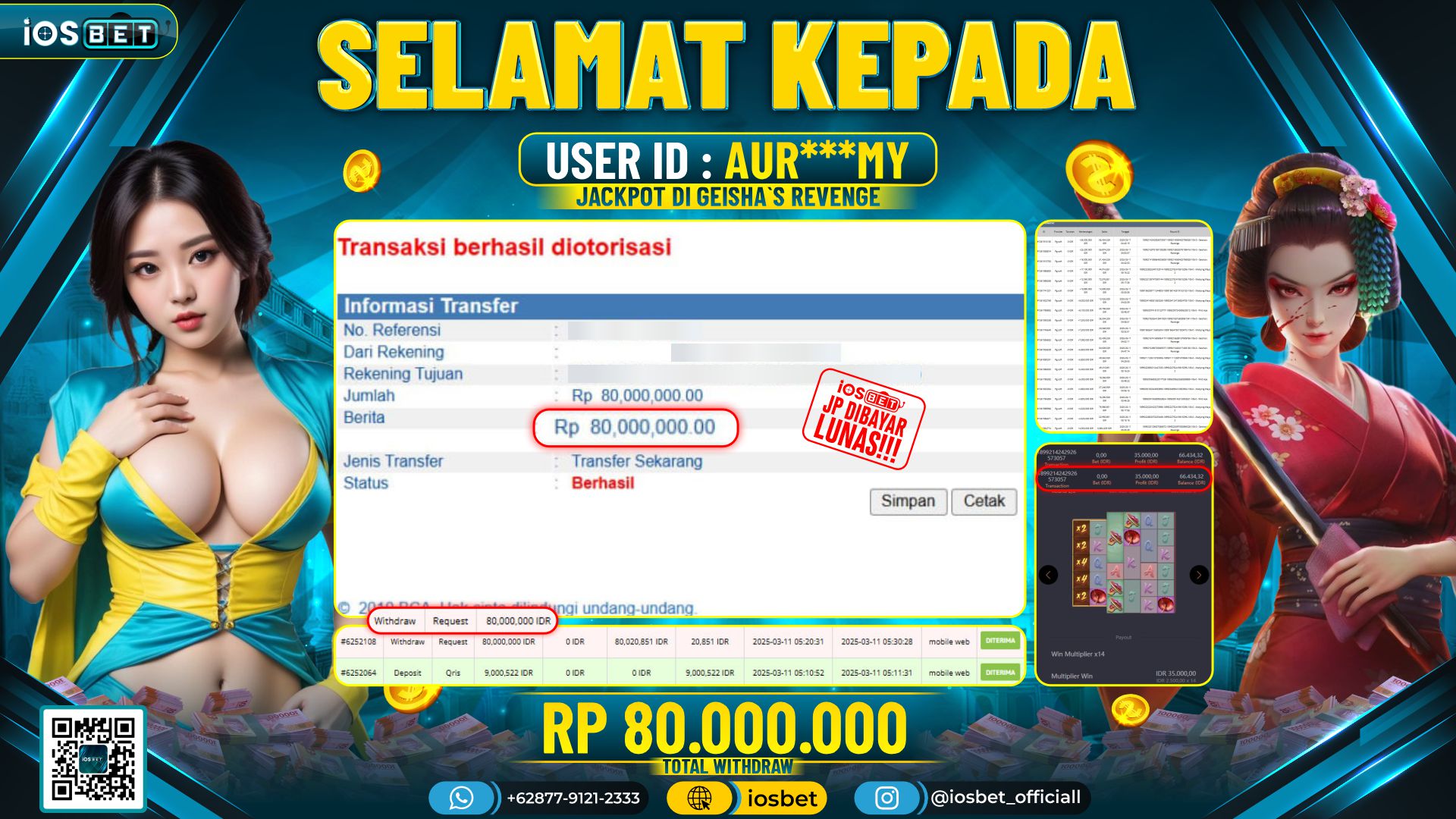 Bukti Pembayaran LUNAS DI SLOT GAME GACOR Rp.80.000.000