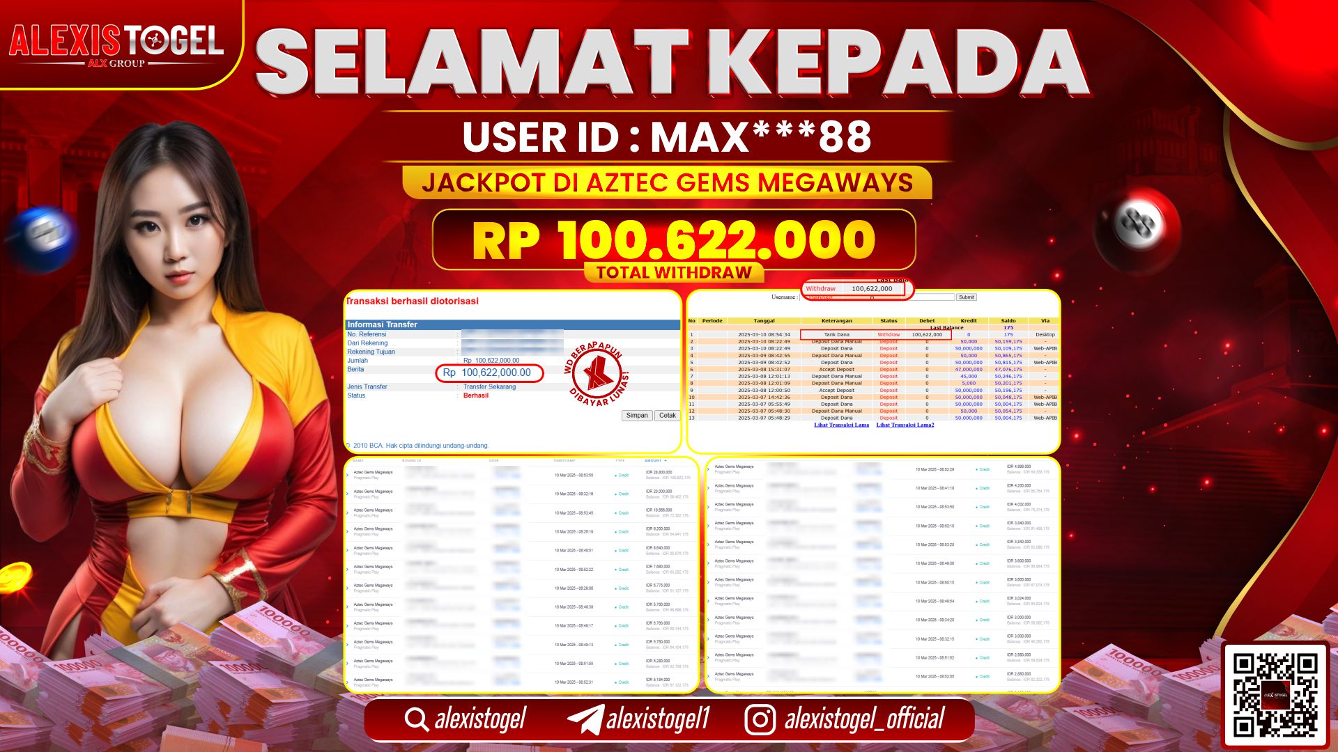 ALEXISTOGEL di SLOT AZTEC GEMS RP.100.622.000 LUNAS