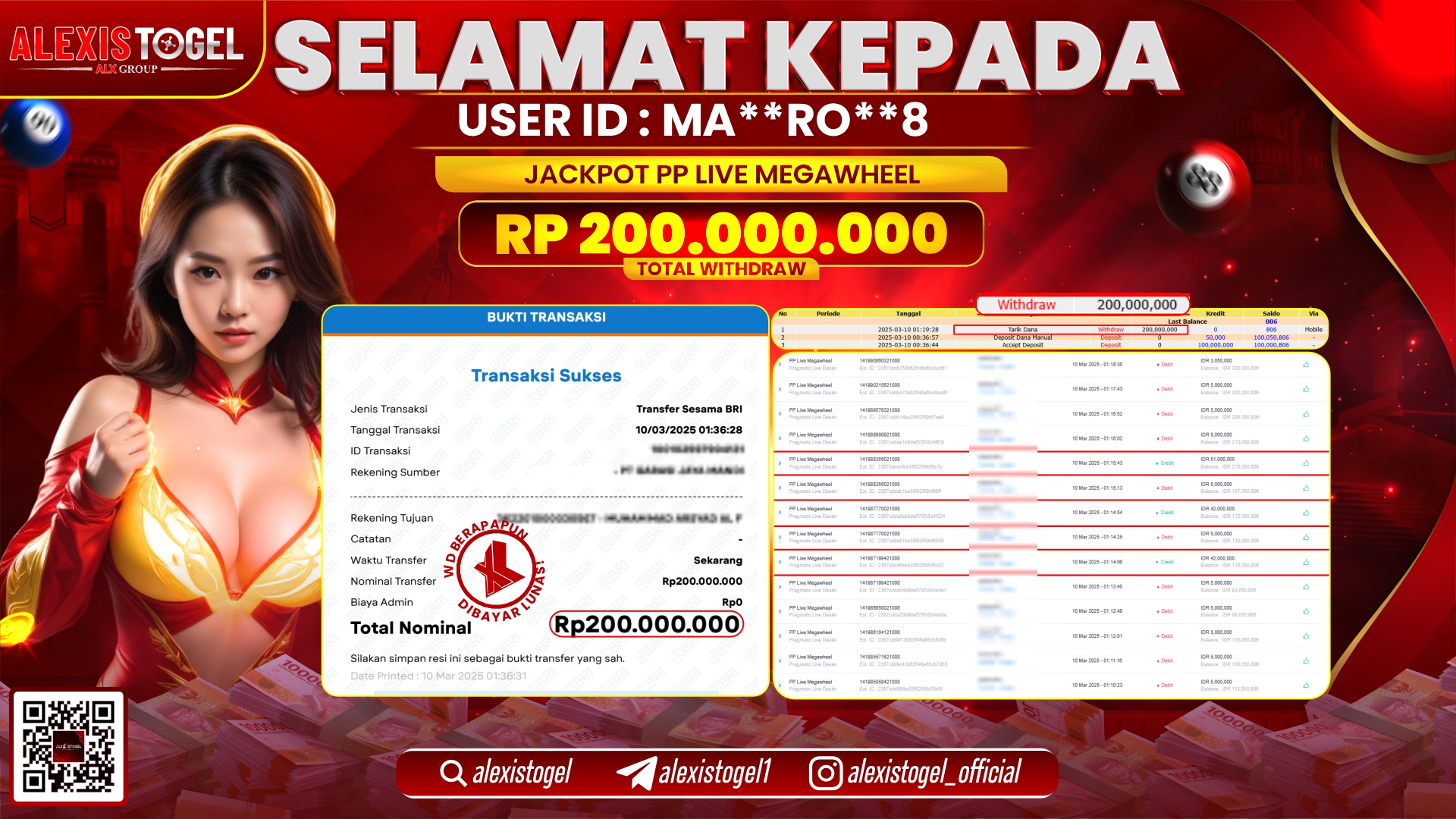 ALEXISTOGEL di PP LIVE MEGAWHEEL RP.200.000.000 LUNAS
