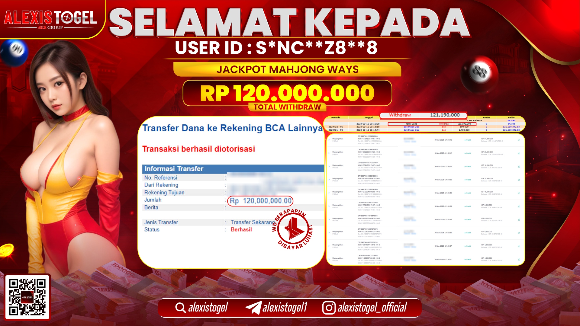 ALEXISTOGEL di SLOT MAHJONG WAYS RP.120.000.000 LUNAS