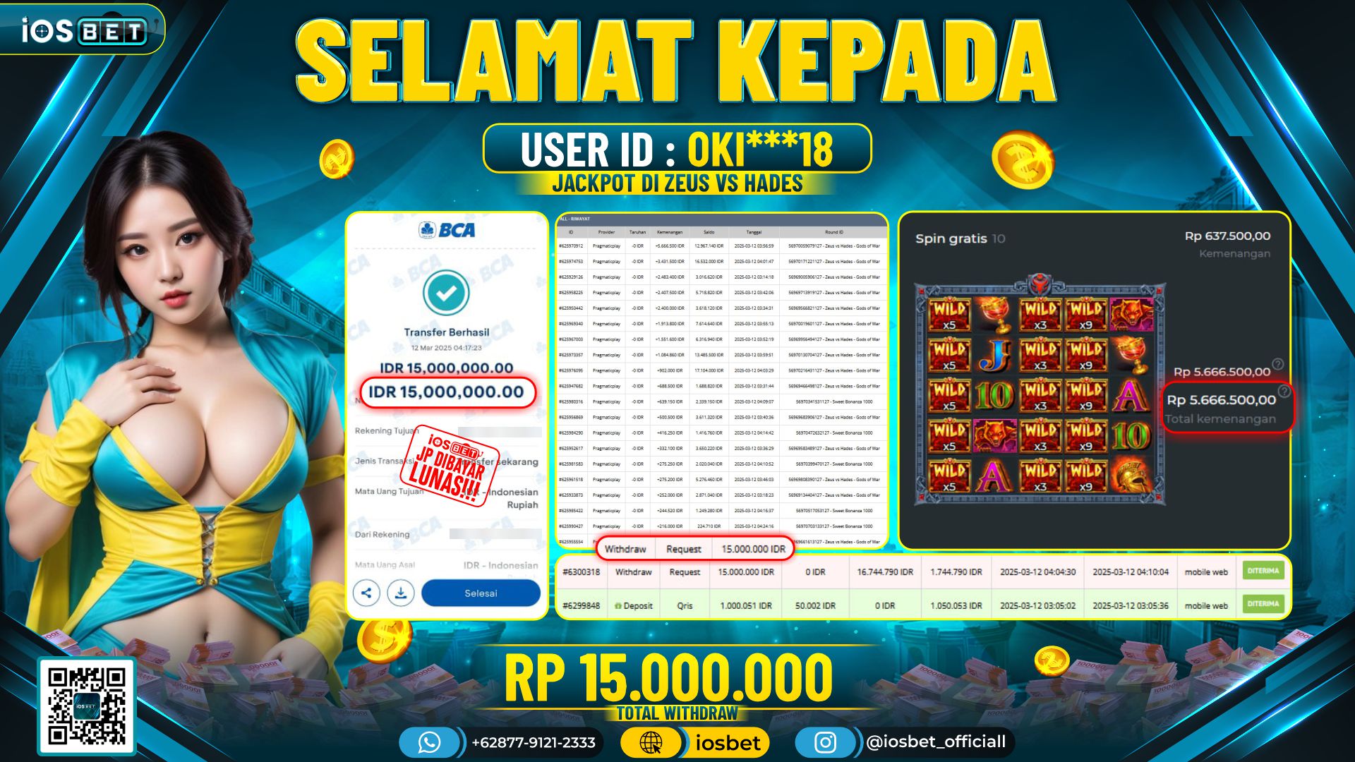 Bukti Pembayaran LUNAS DI SLOT GAME GACOR Rp.15.000.000