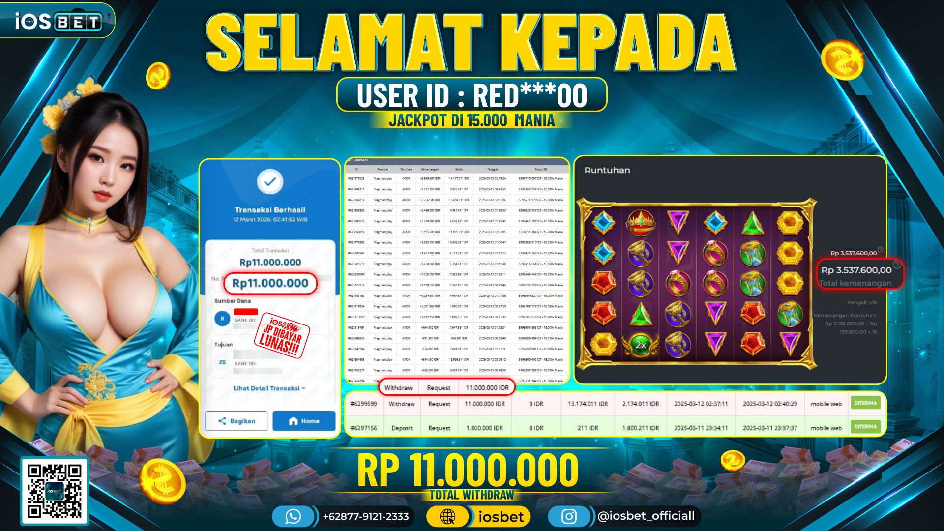 Bukti Pembayaran LUNAS DI SLOT GAME GACOR Rp.11.000.000