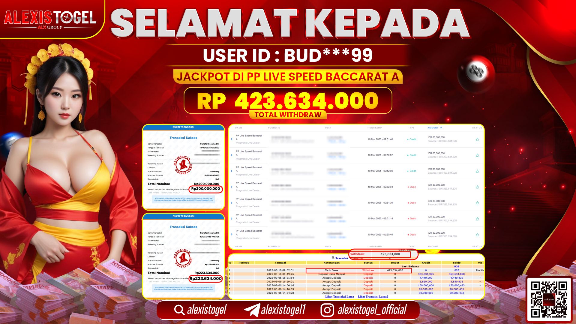 ALEXISTOGEL di PP LIVE SPEED BACCARAT RP.423.634.000 LUNAS