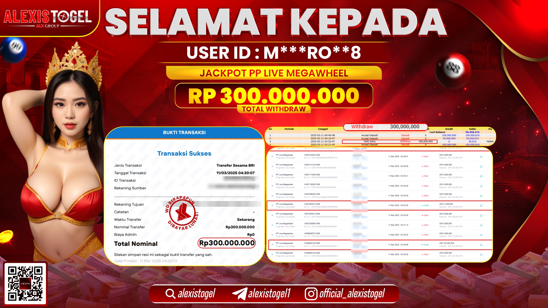 ALEXISTOGEL di PP LIVE MEGAWHEEL RP.300.000.000 LUNAS