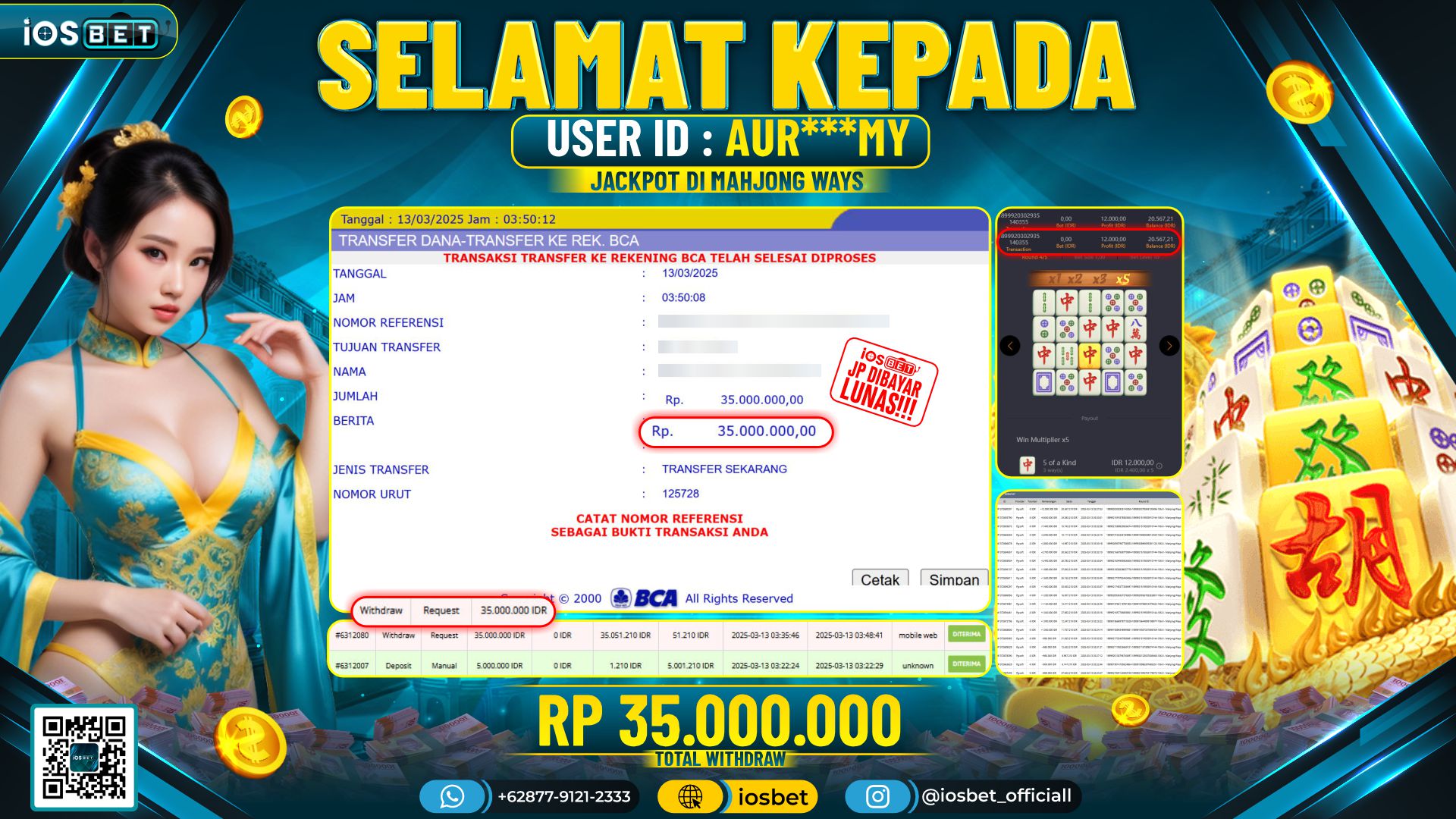 Bukti Pembayaran LUNAS DI SLOT GAME GACOR Rp.35.000.000