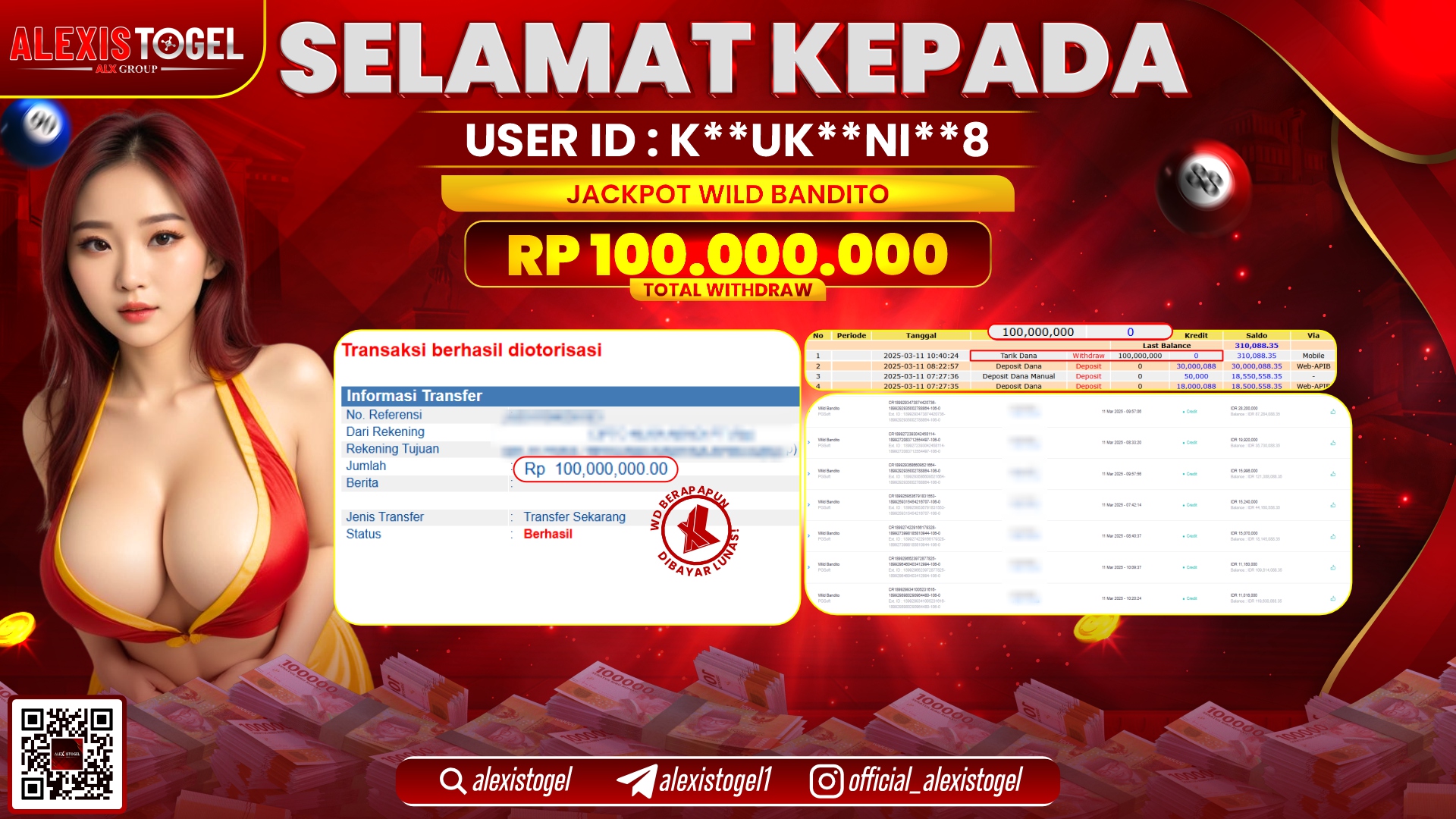 ALEXISTOGEL di SLOT WILD BANDITO RP.100.000.000 LUNAS