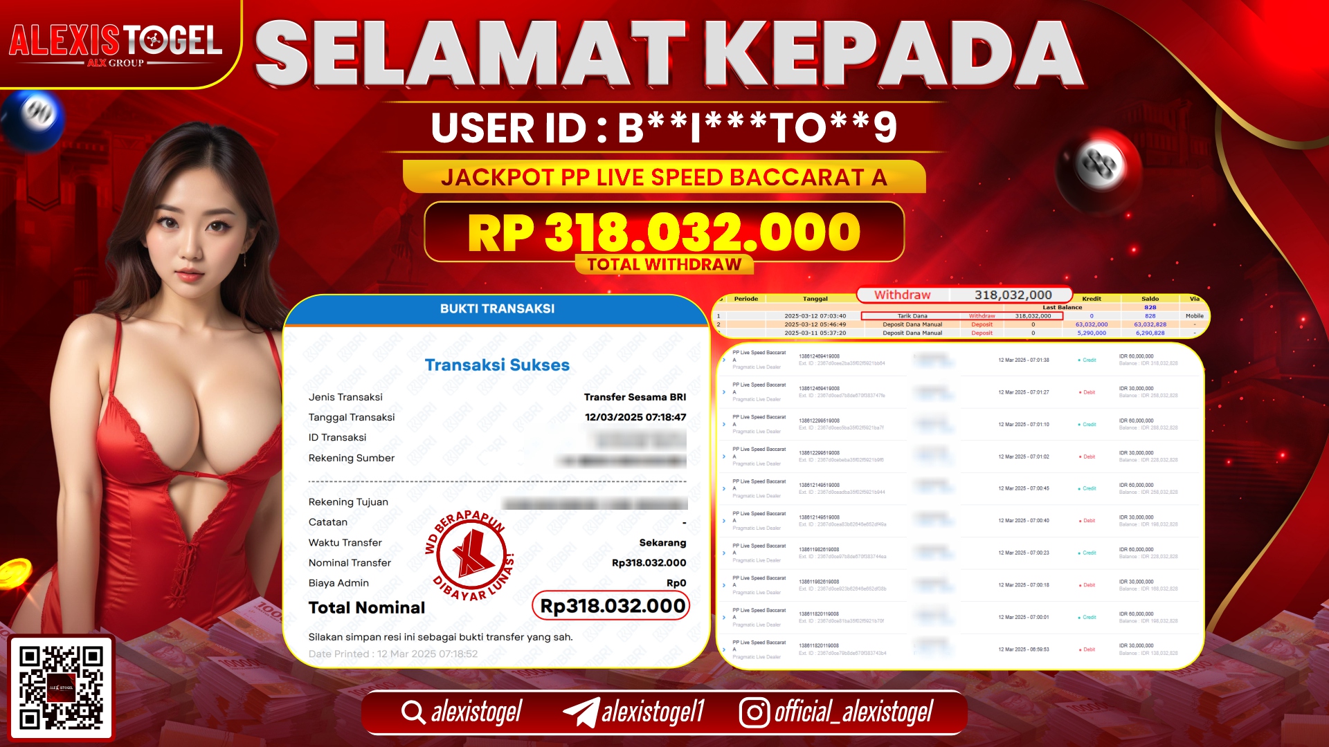 ALEXISTOGEL di PP LIVE SPEED BACCARAT RP.318.032.000 LUNAS