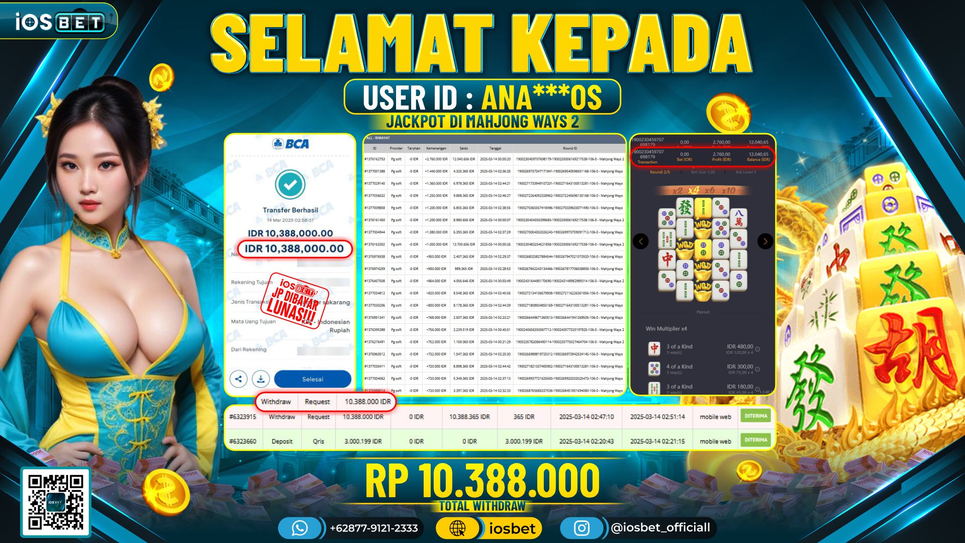 Bukti Pembayaran LUNAS SLOT GAME GACOR  Rp.10.388.000