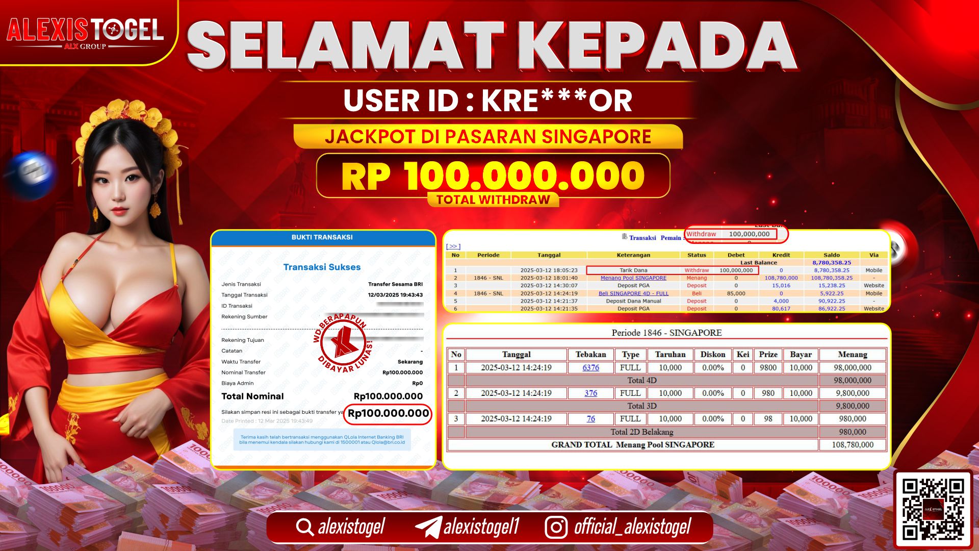 ALEXISTOGEL di TOGEL SINGAPORE RP.100.000.000 LUNAS