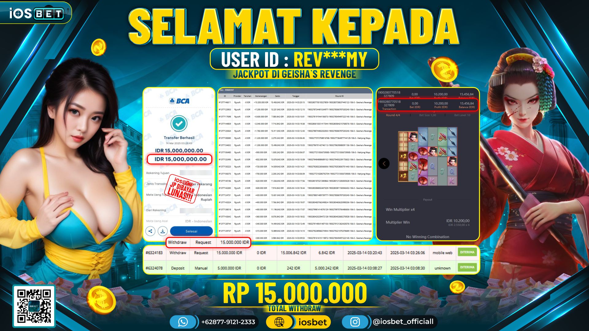 Bukti Pembayaran LUNAS SLOT GAME GACOR  Rp.15.000.000