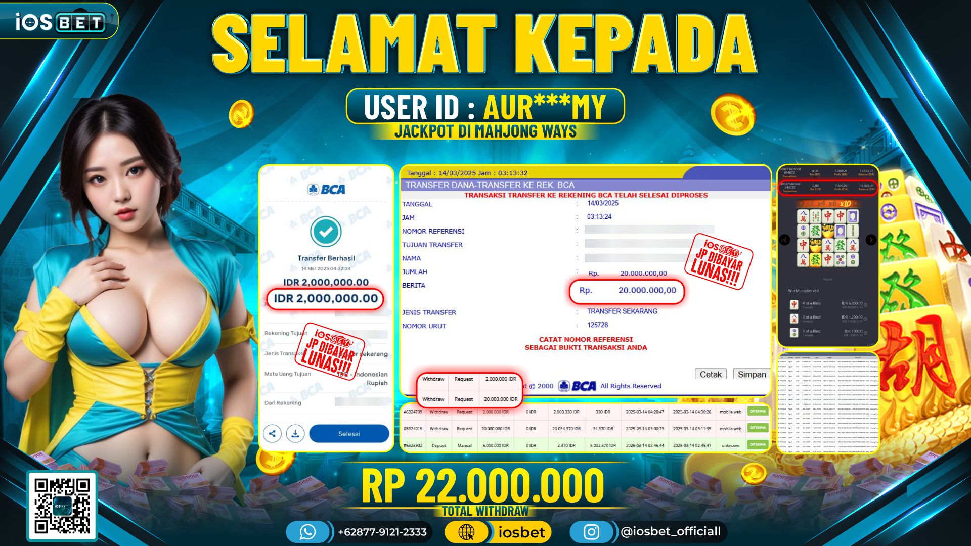 Bukti Pembayaran LUNAS SLOT GAME GACOR  Rp.22.000.000