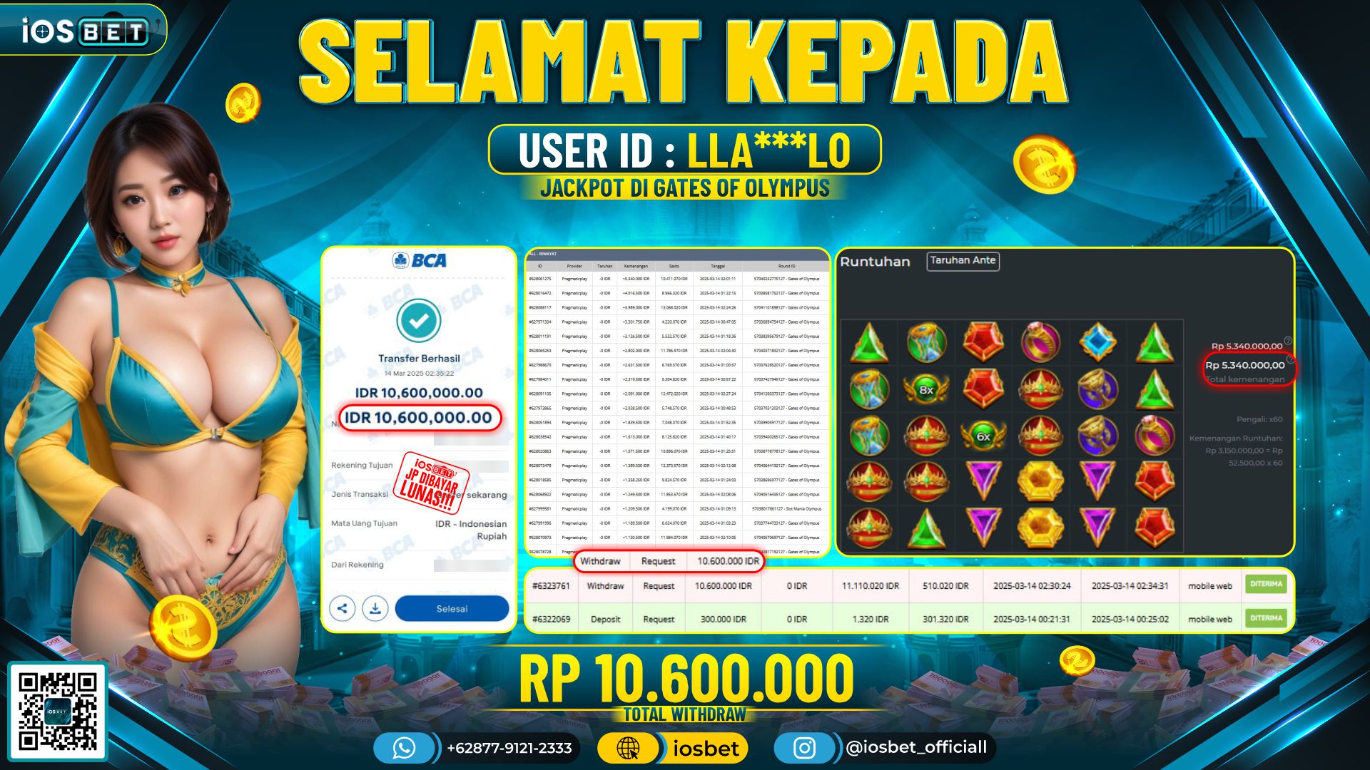 Bukti Pembayaran LUNAS SLOT GAME GACOR  Rp.10.600.000