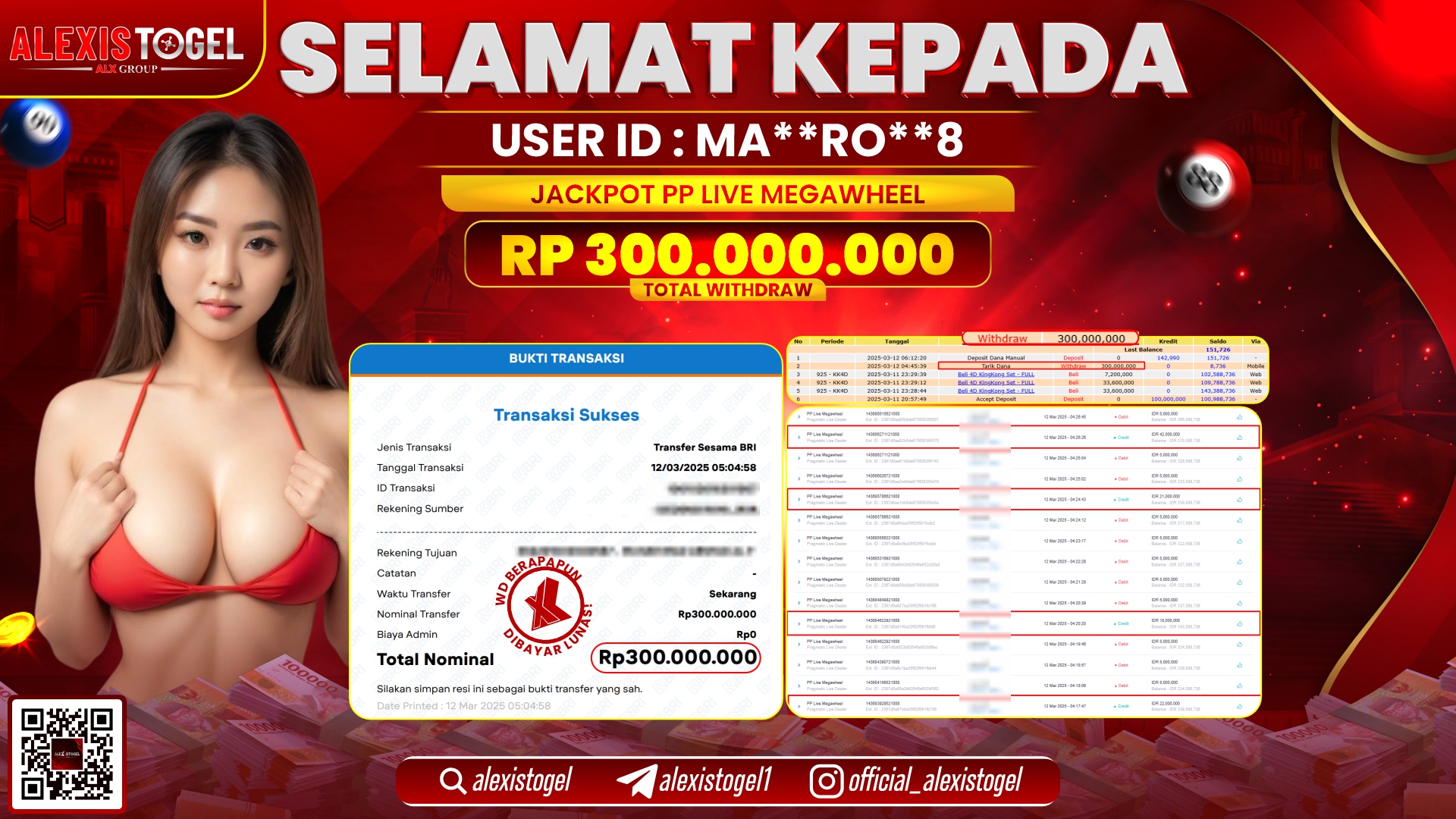 ALEXISTOGEL di PP LIVE MEGAWHEEL RP.300.000.000 LUNAS