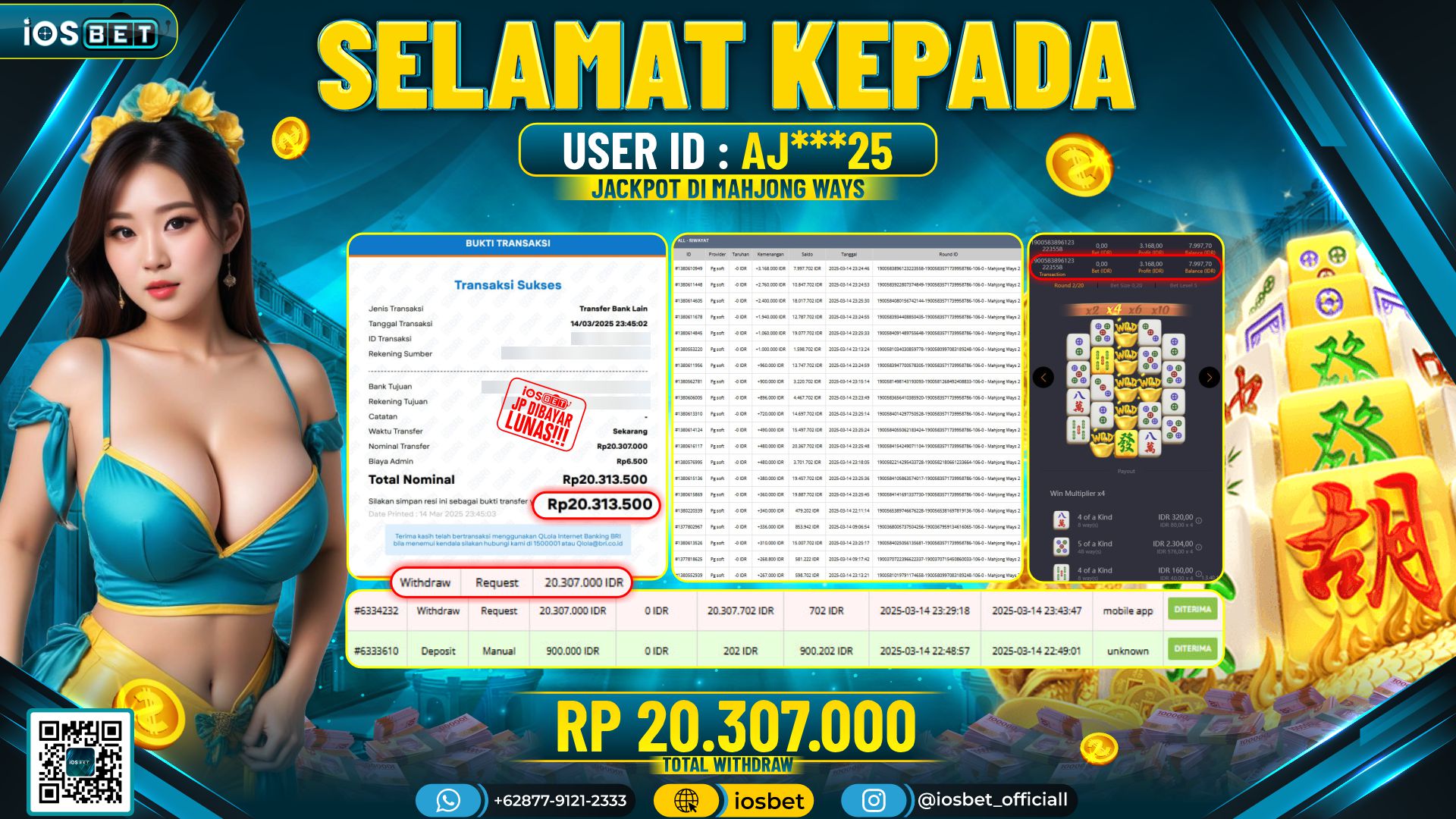 Bukti Pembayaran LUNAS SLOT GAME GACOR  Rp.20.307.000