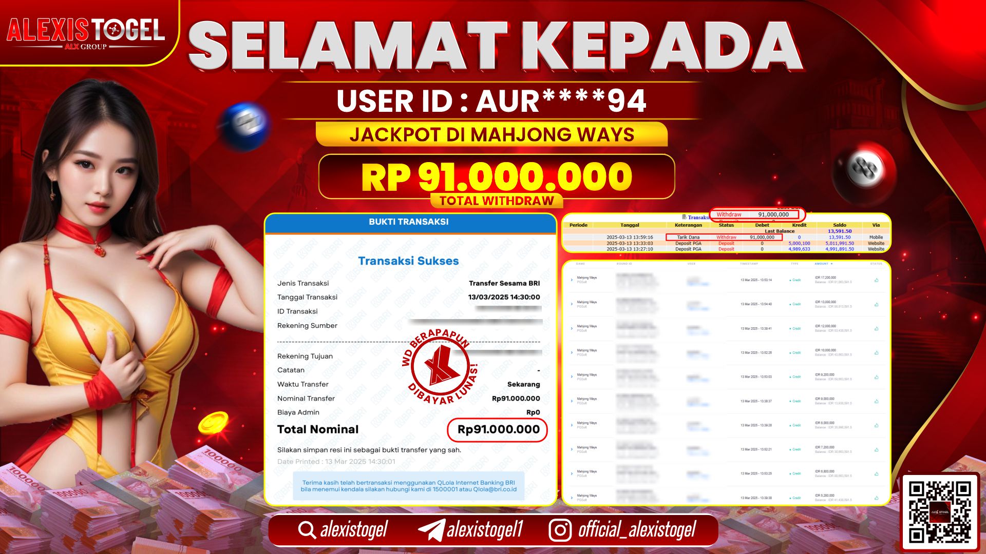 ALEXISTOGEL di SLOT MAHJONG WAYS RP.91.000.000 LUNAS