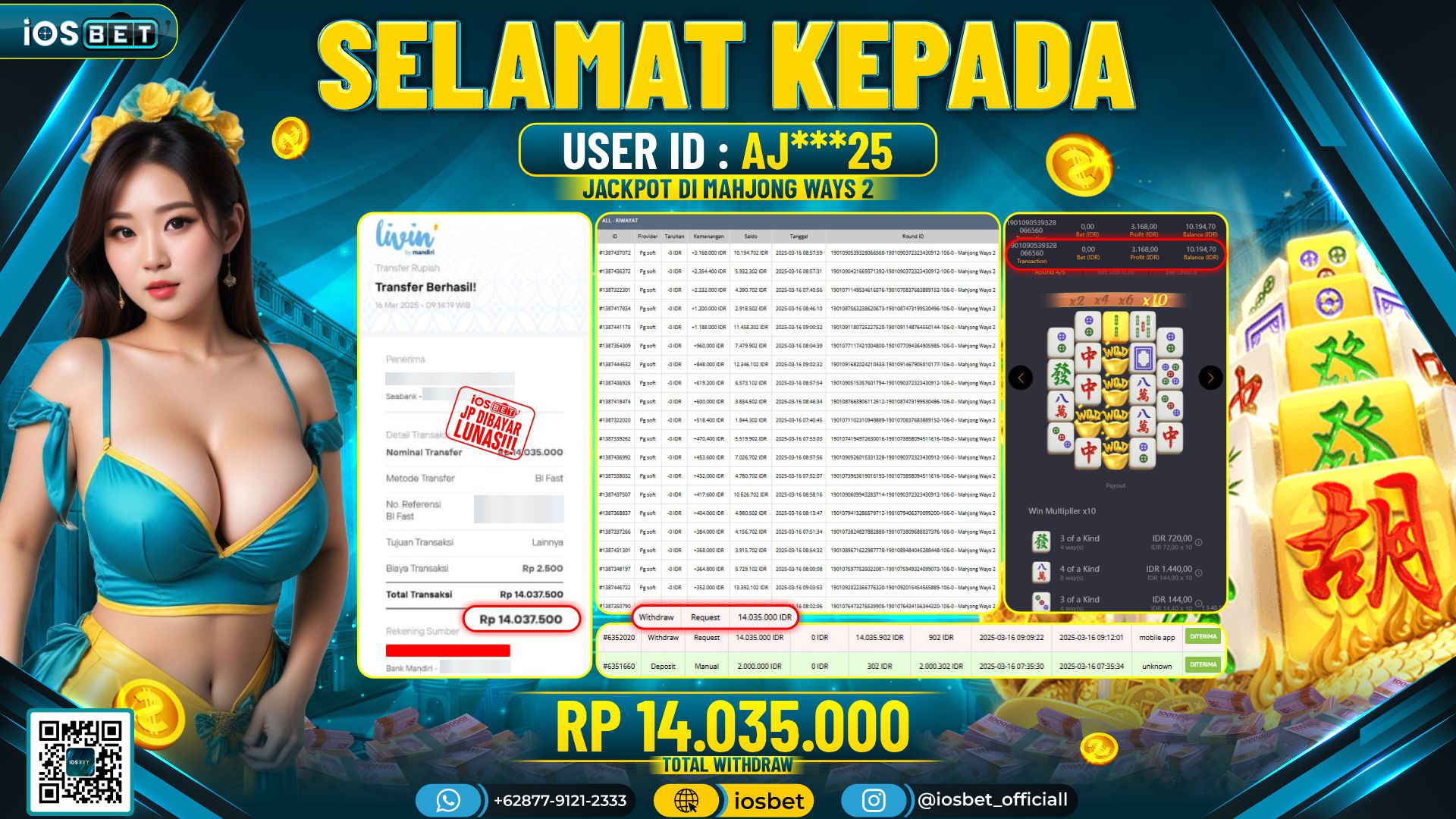 Bukti Pembayaran LUNAS SLOT GAME GACOR  Rp.14.035.000