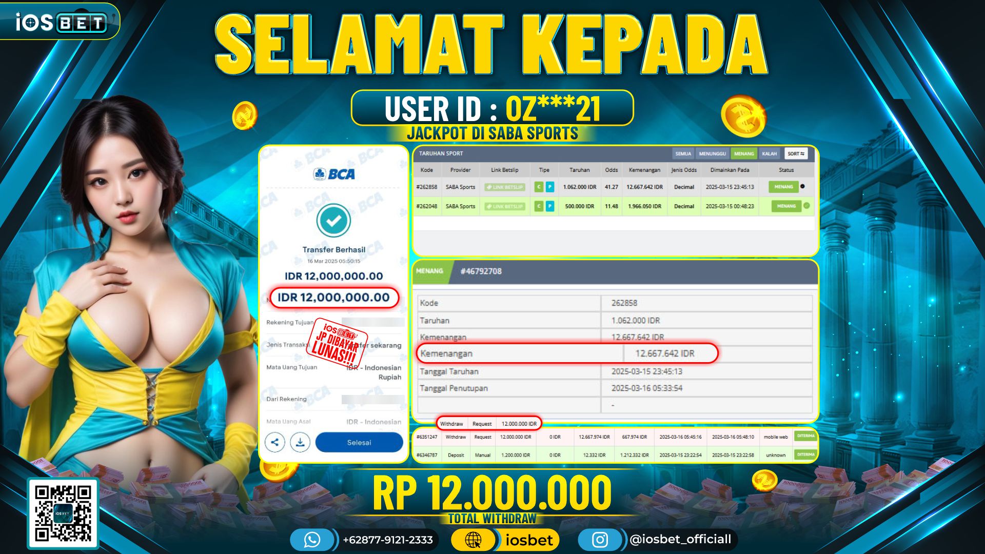 Bukti Pembayaran LUNAS SLOT GAME GACOR  Rp.12.000.000