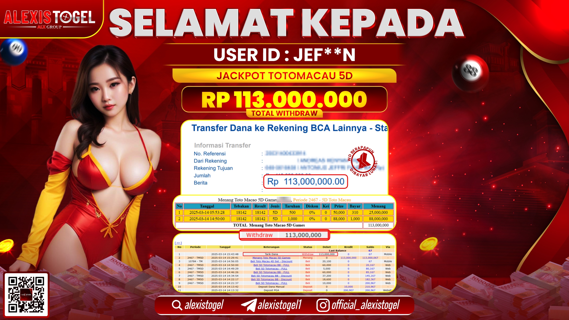ALEXISTOGEL di TOGEL TOTOMACAU 5D RP.113.000.000 LUNAS