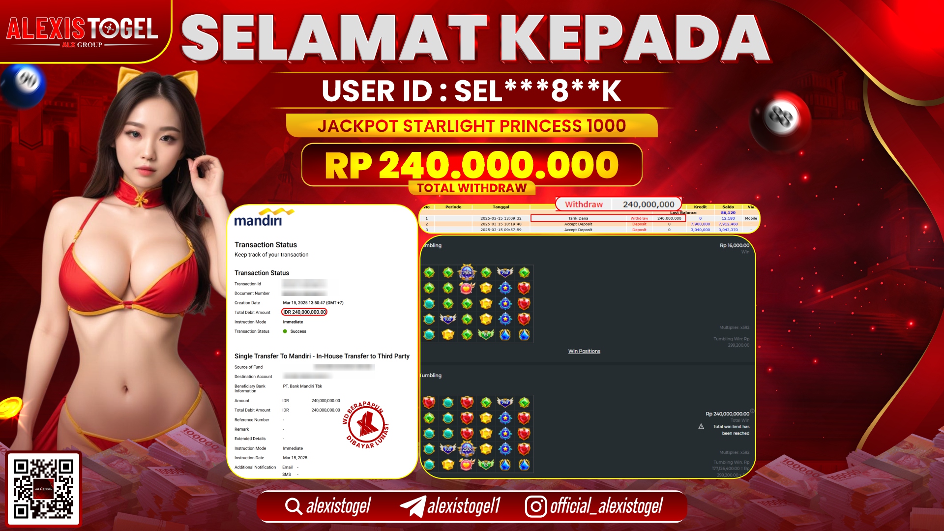 ALEXISTOGEL di SLOT STARLIGHT PRINCESS RP.240.000.000 LUNAS