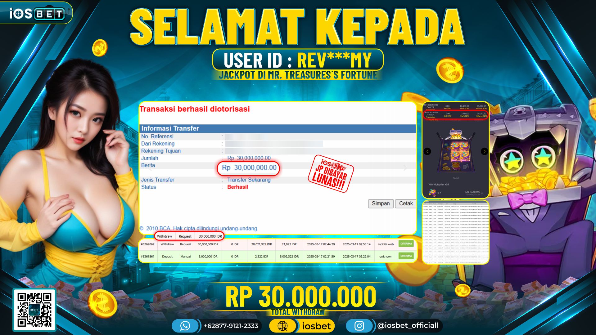 Bukti Pembayaran LUNAS SLOT GAME GACOR  Rp.30.000.000