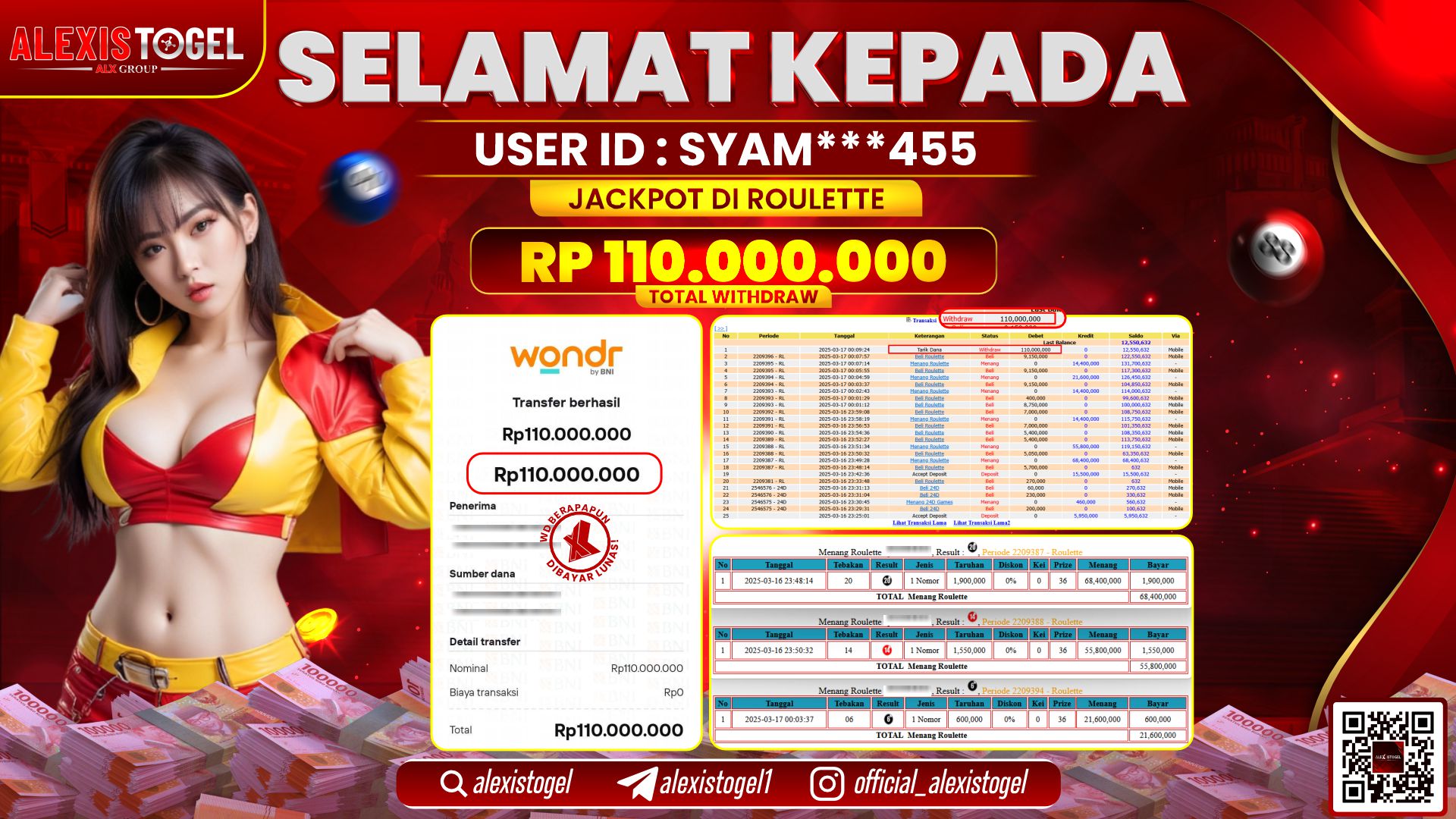 ALEXISTOGEL di LIVE GAMES ROULETTE RP.110.000.000 LUNAS