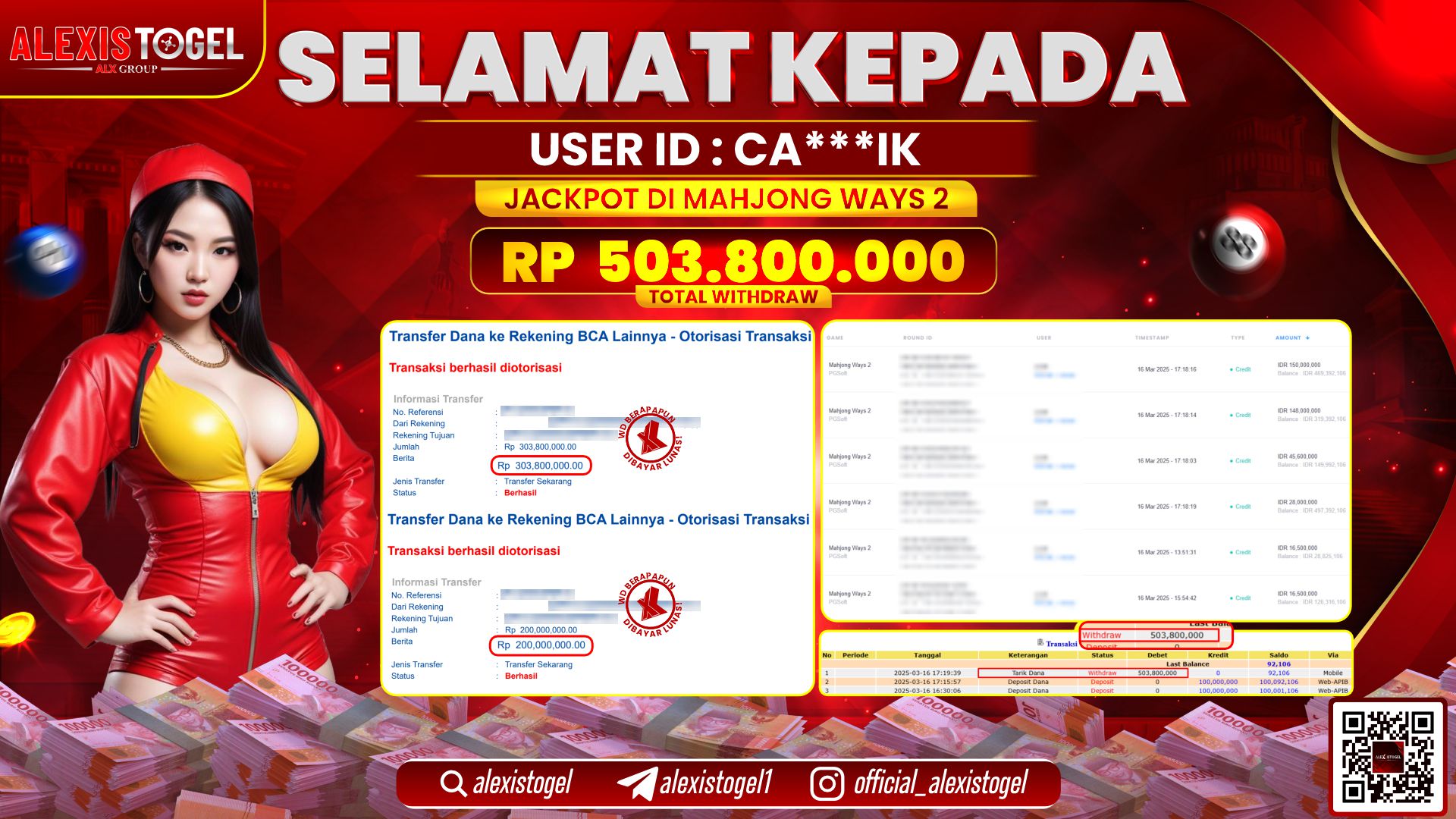 ALEXISTOGEL di SLOT MAHJONG WAYS 2 RP.503.800.000 LUNAS