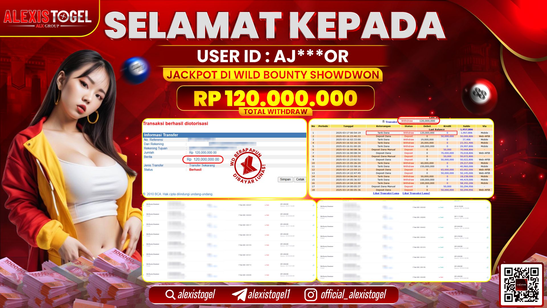 ALEXISTOGEL di SLOT WILD BOUNTY RP.120.000.000 LUNAS