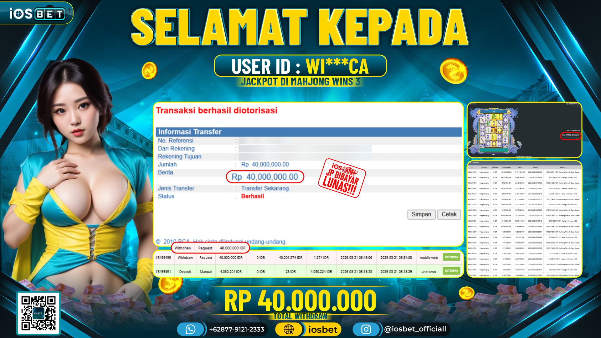 Bukti Pembayaran LUNAS SLOT GAME GACOR  Rp.40.000.000