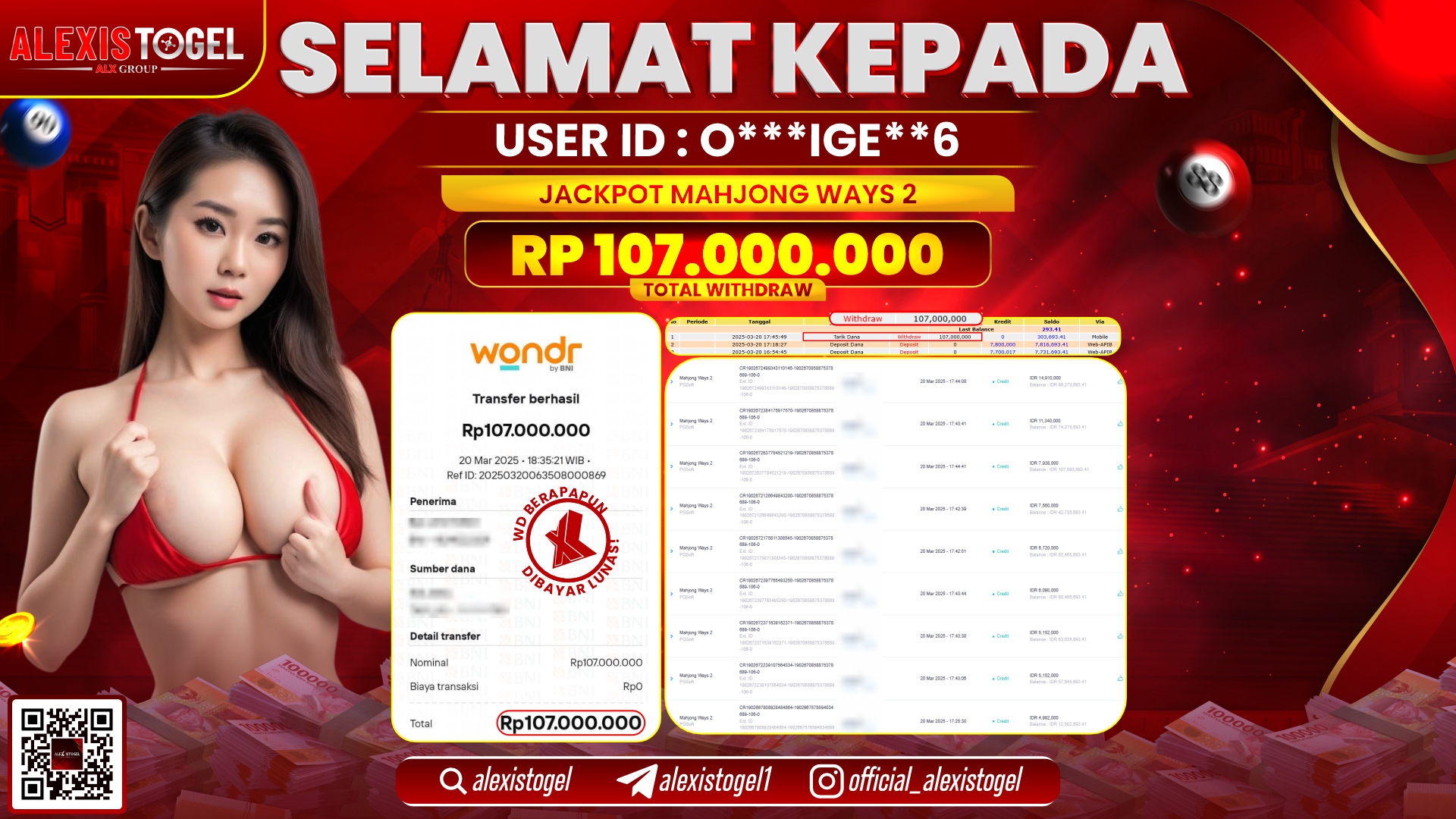 ALEXISTOGEL di SLOT MAHJONG WAYS 2 RP.107.000.000 LUNAS