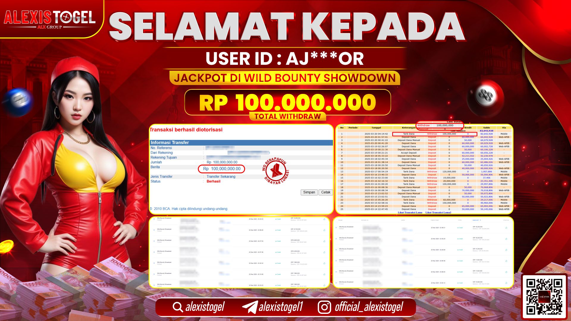 ALEXISTOGEL di SLOT WILD BOUNTY RP.100.000.000 LUNAS