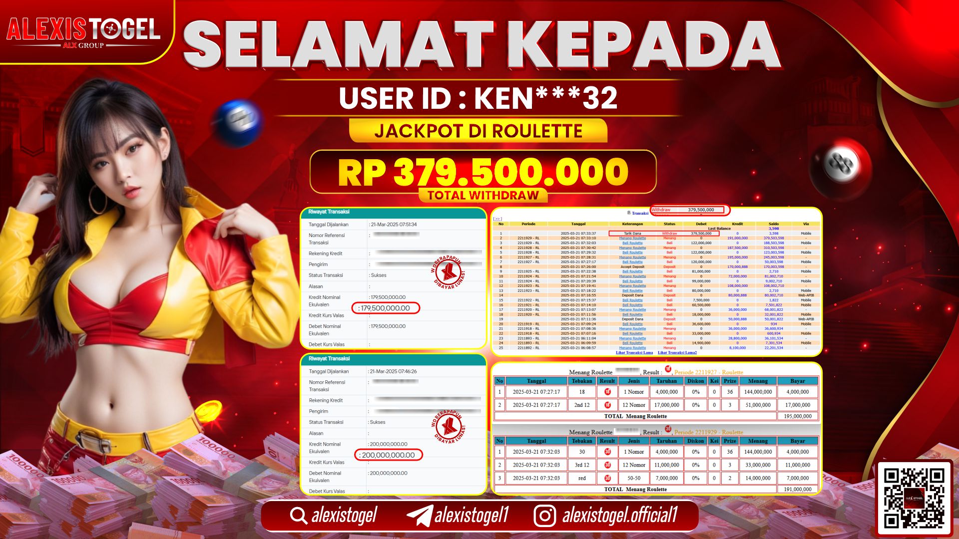 ALEXISTOGEL di LIVE GAMES ROULETTE RP.379.500.000 LUNAS