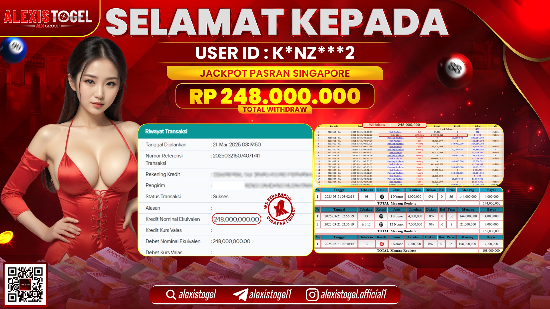 ALEXISTOGEL di TOGEL SINGAPORE POOLS RP.248.000.000 LUNAS
