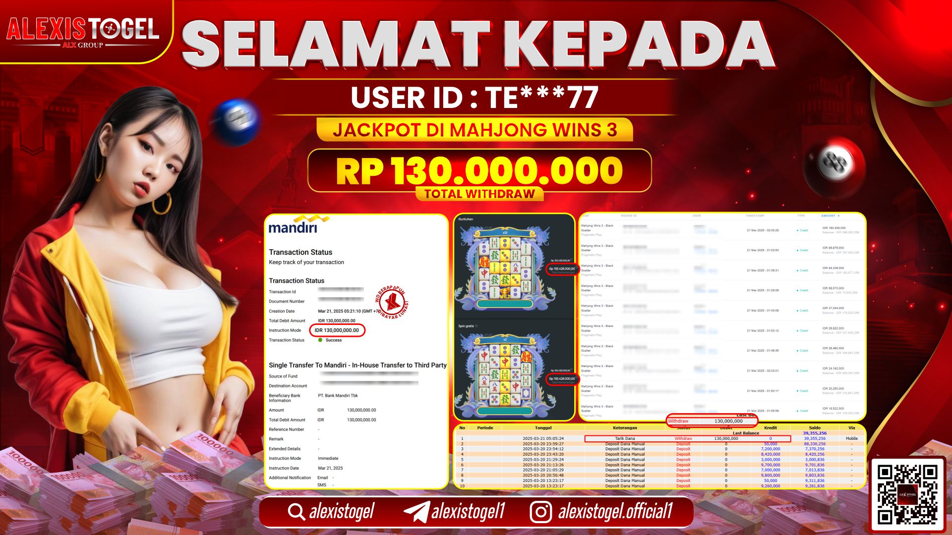 ALEXISTOGEL di SLOT MAHJONG WAYS RP.130.000.000 LUNAS