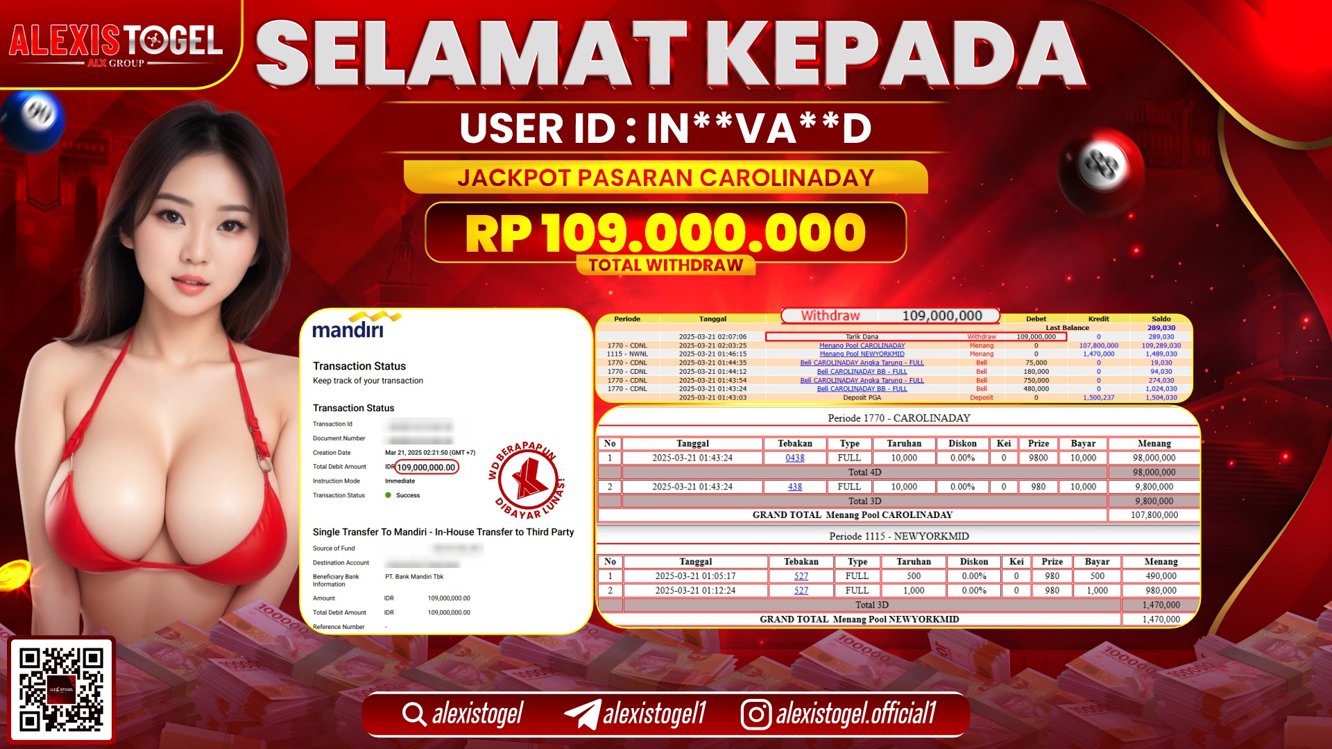 ALEXISTOGEL di TOGEL PASARAN CAROLINADAY RP.109.000.000 LUNAS