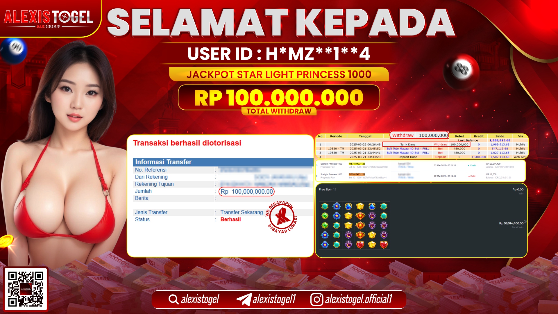 ALEXISTOGEL di SLOT STARLIGHT PRINCESS RP.100.000.000 LUNAS