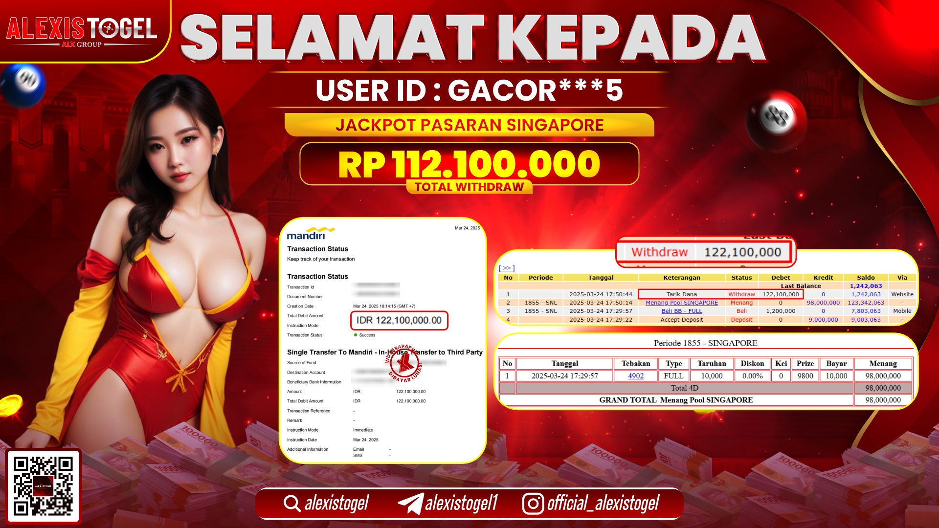 ALEXISTOGEL di TOGEL SINGAPORE RP.112.100.000 LUNAS