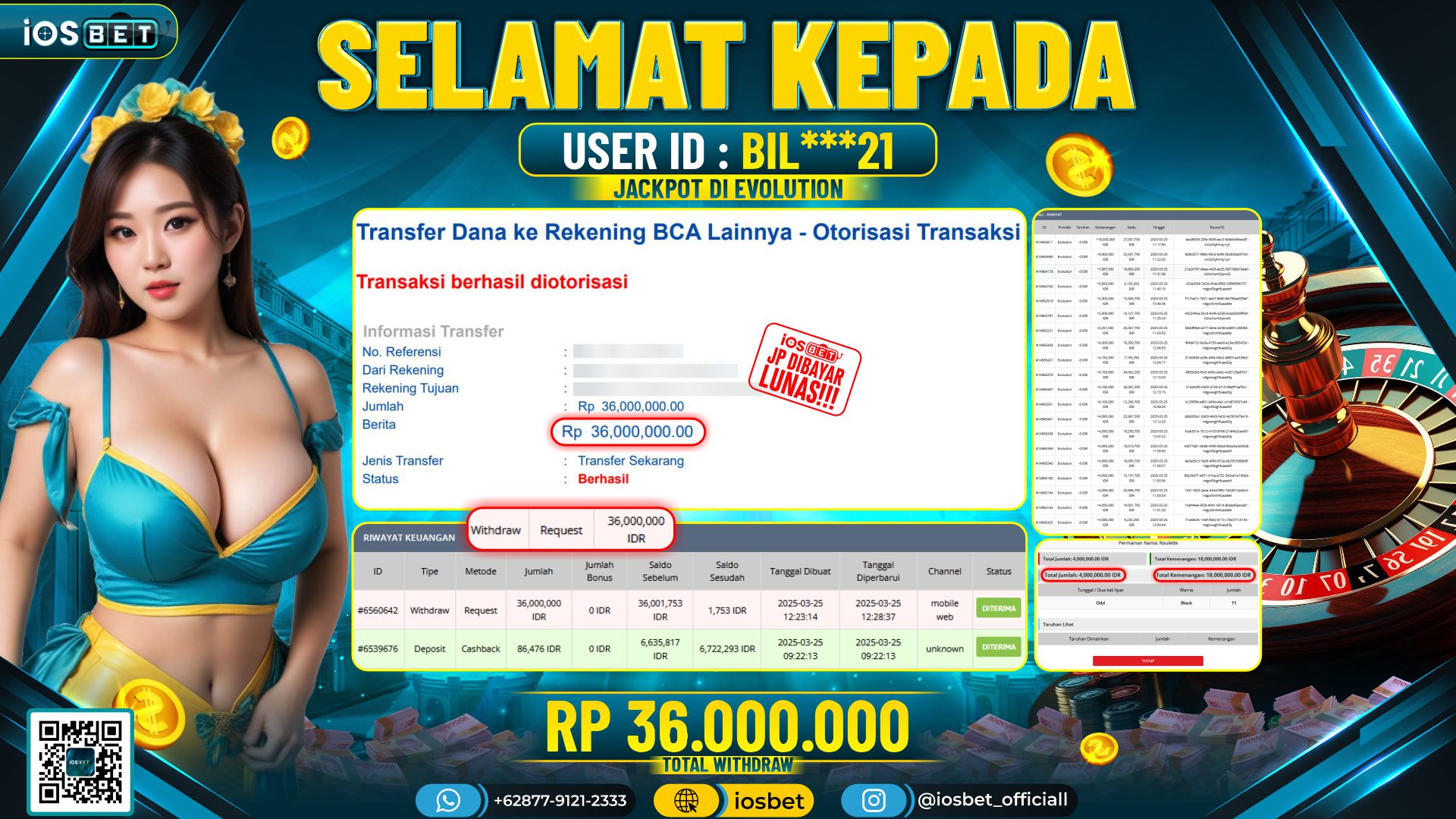 Bukti Pembayaran LUNAS SLOT GAME GACOR  Rp.36.000.000