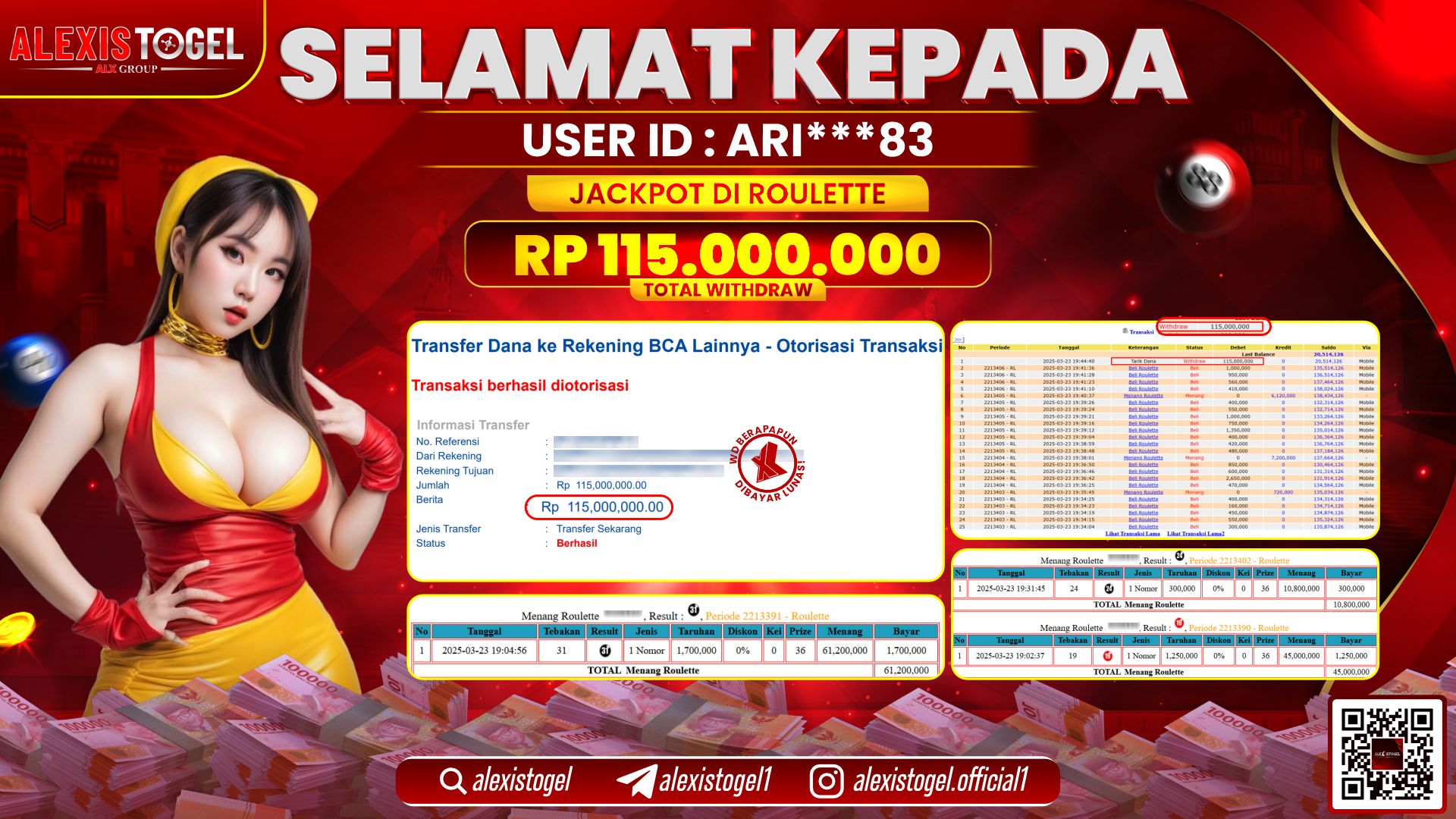 ALEXISTOGEL di CASINO ROULETTE RP.115.000.000 LUNAS