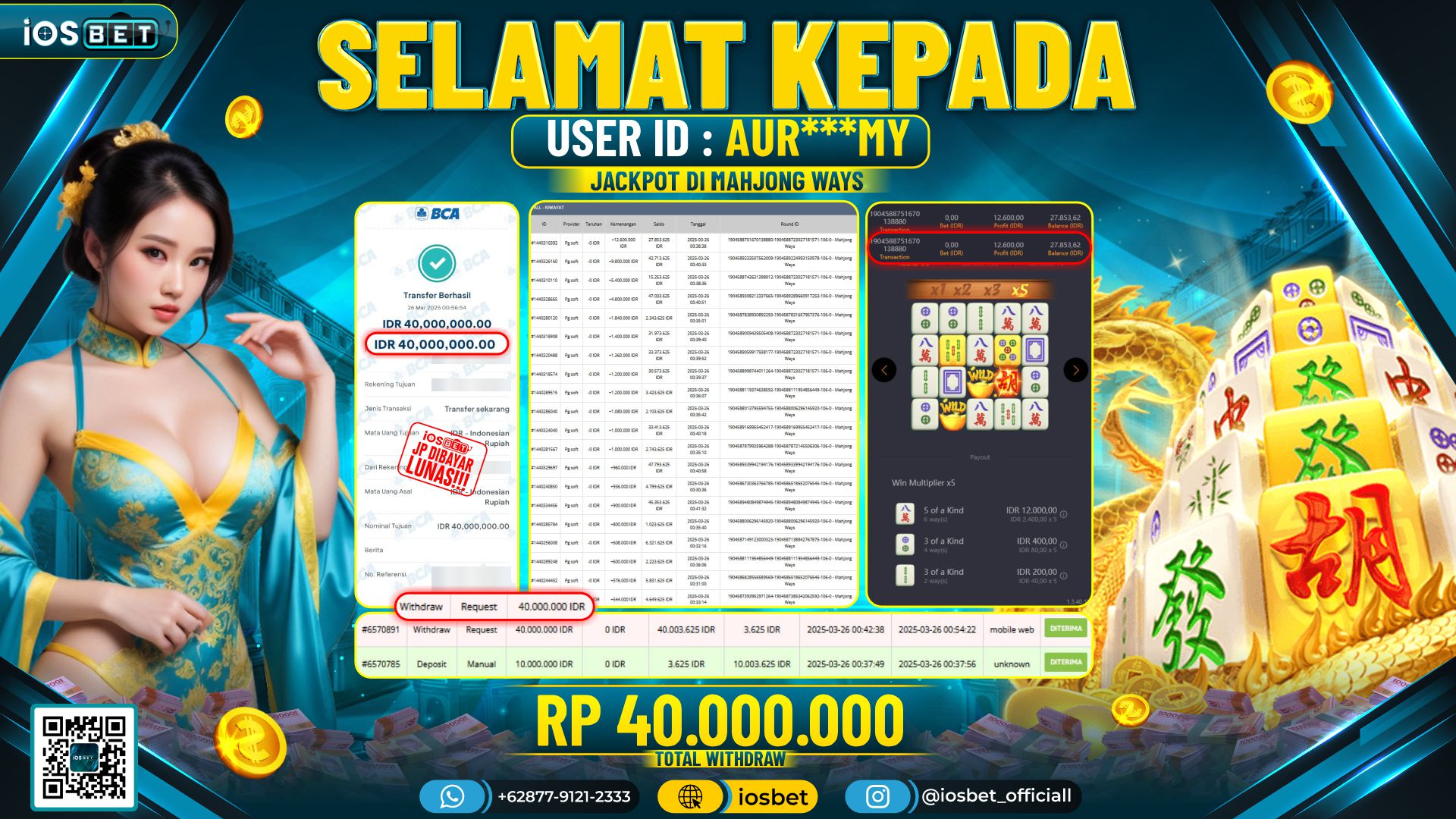 Bukti Pembayaran LUNAS SLOT GAME GACOR  Rp.40.000.000