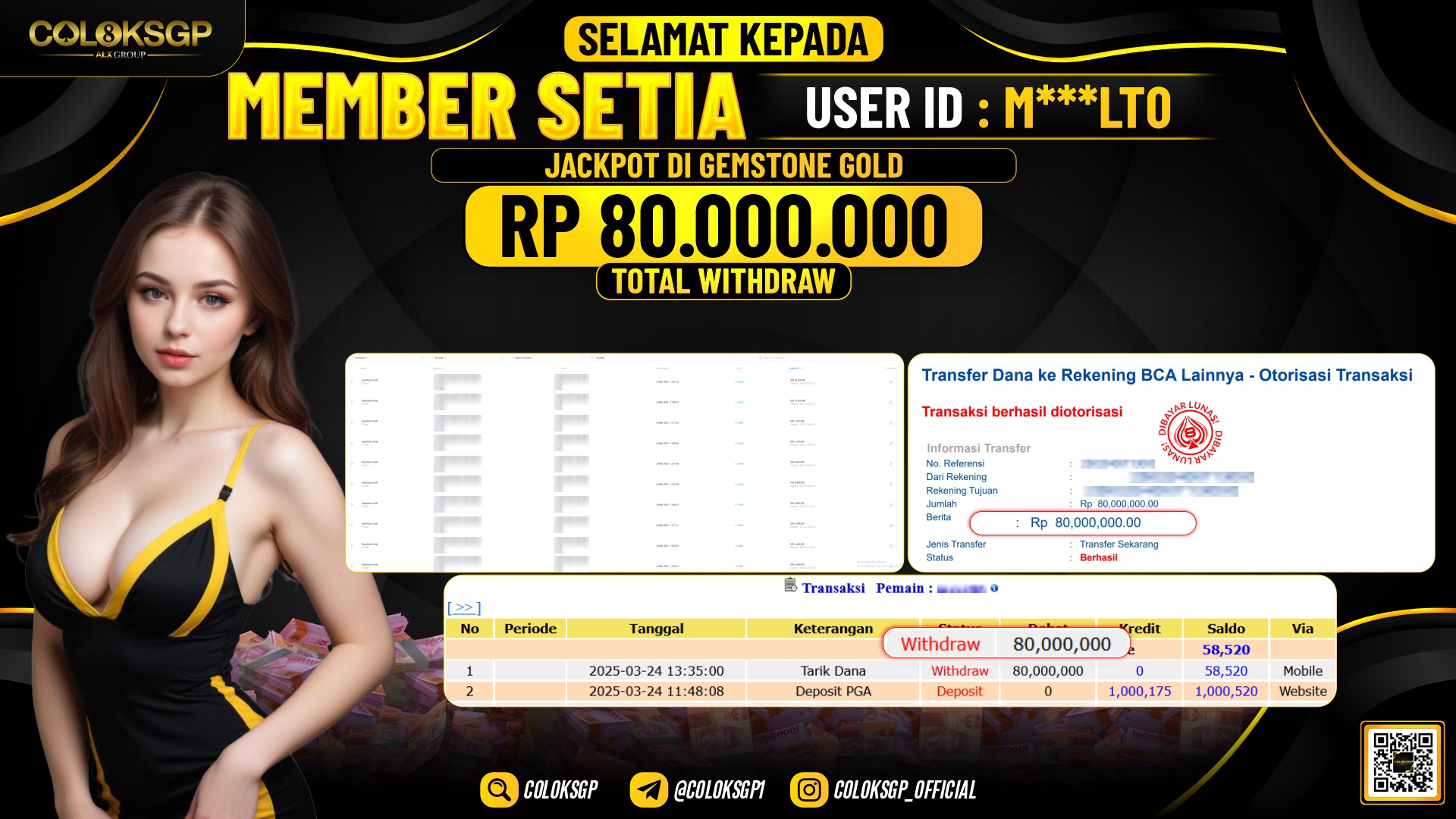 COLOKSGP JACKPOT SLOT GAMES RP 80.000.000 LUNAS