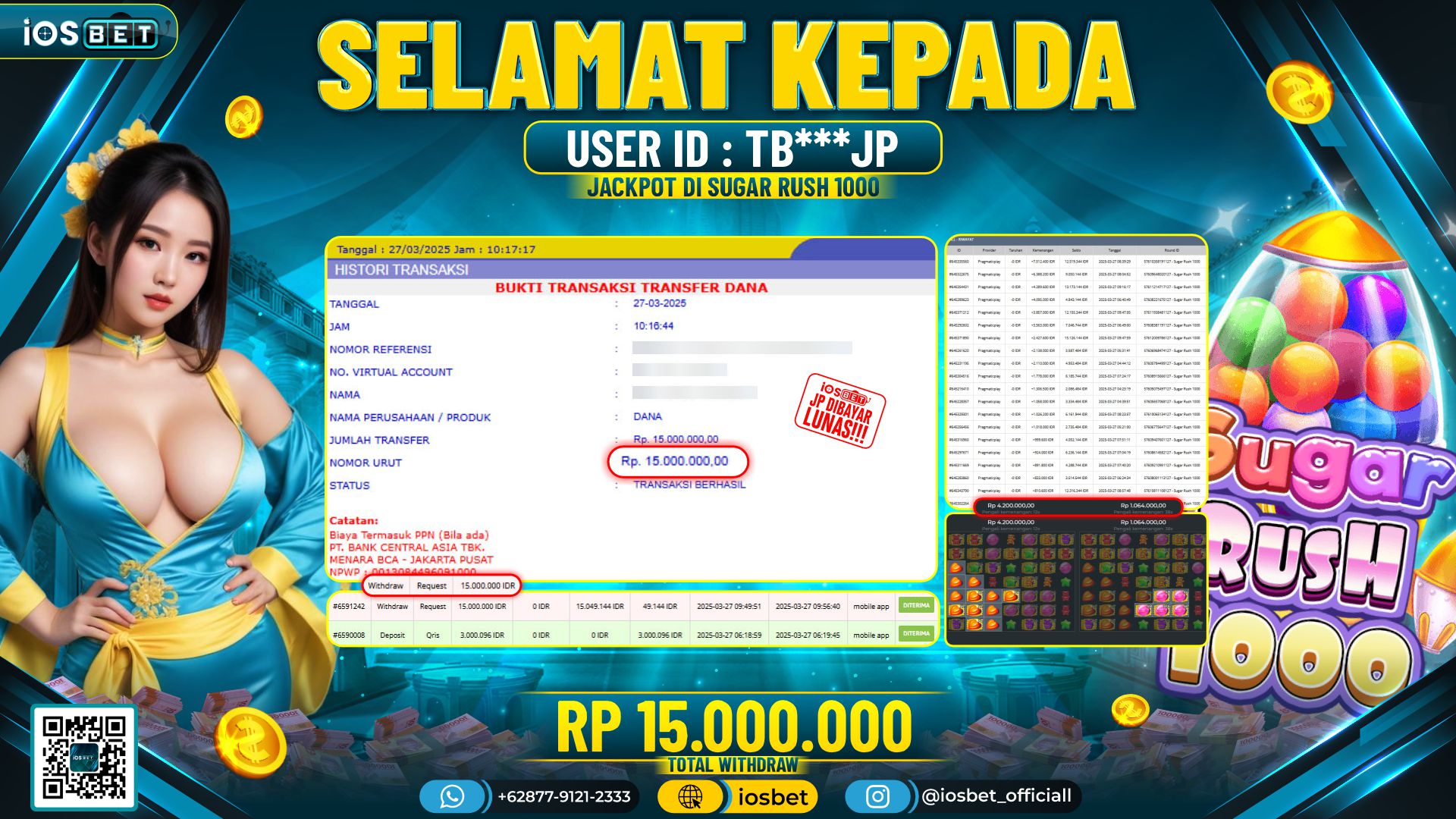 Bukti Pembayaran LUNAS SLOT GAME GACOR  Rp.15.000.000