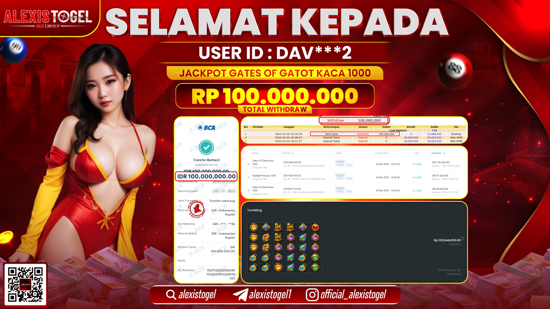 ALEXISTOGEL di SLOT GATES OF GATOT KACA RP.100.000.000 LUNAS